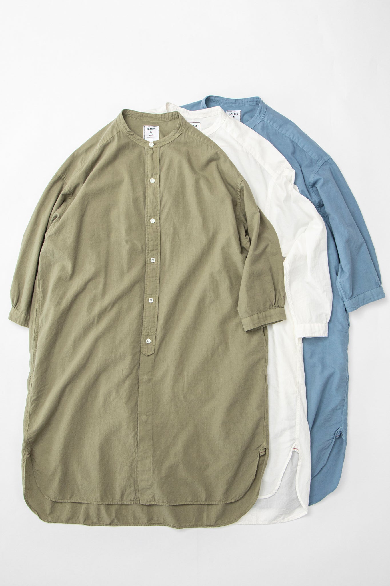 Cotton Linen Band Collar Dress