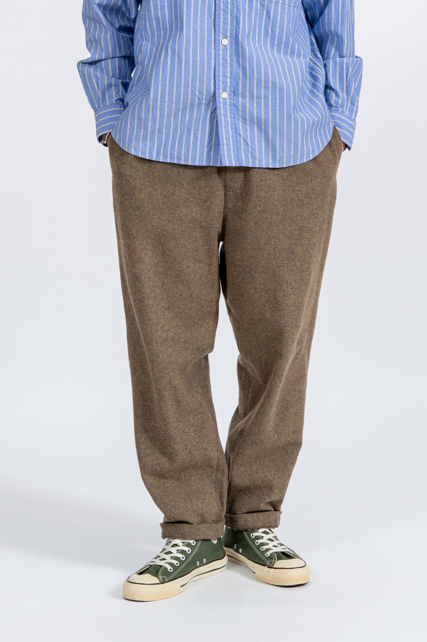 Cotton Tweed Easy Pants - BRN