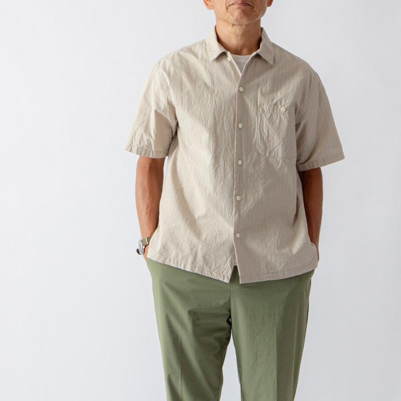 STRIPE Open Collar Shirt