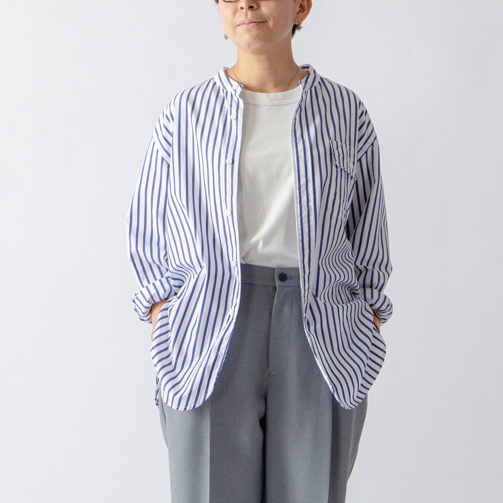 Band Collar Long Sleeve Shirt