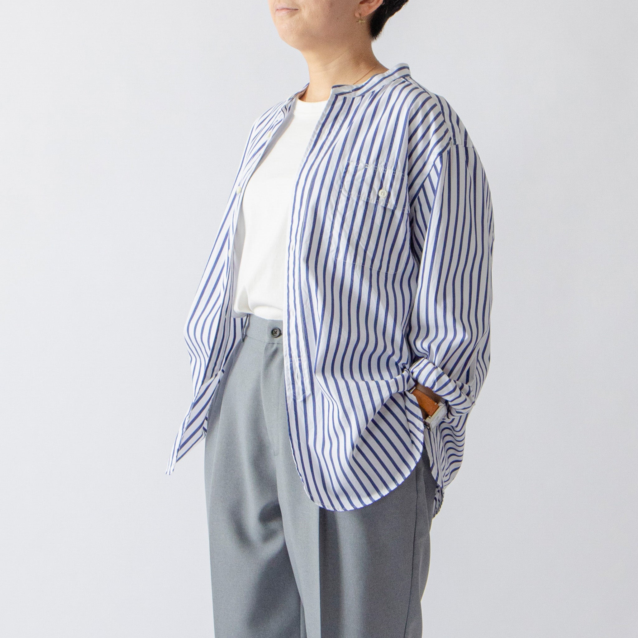 Band Collar Long Sleeve Shirt