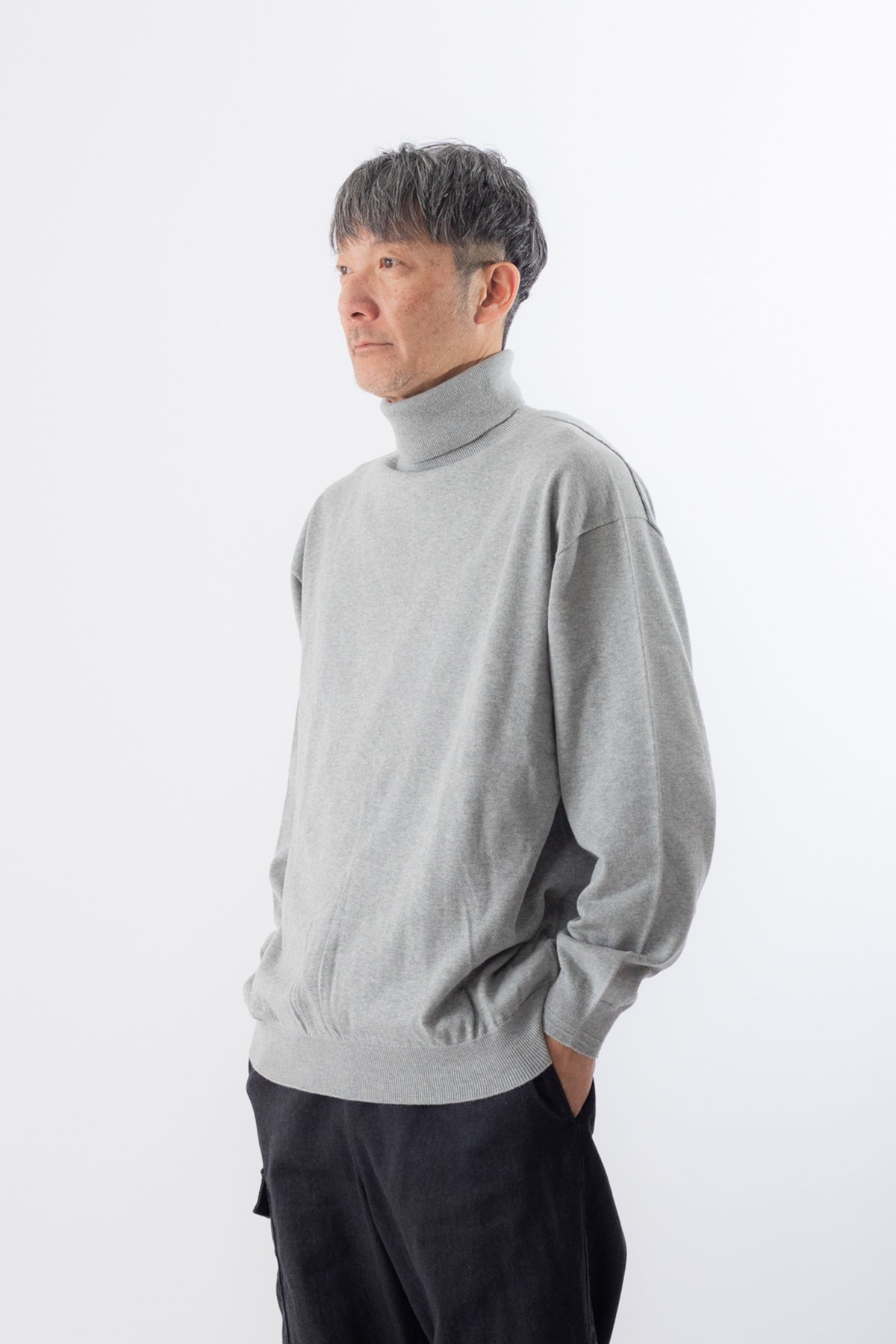 Cotton Turtleneck knit -L.GRY