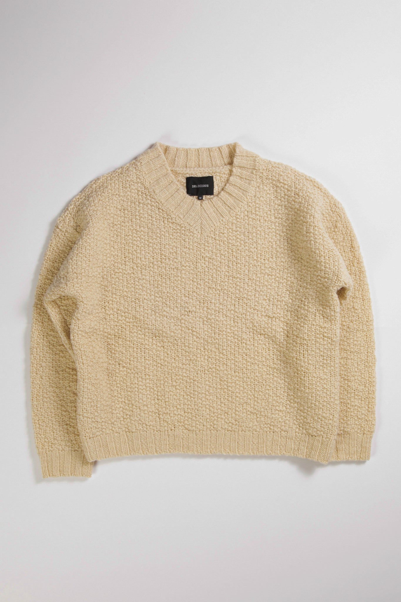 V-neck Wool Knit Slub Yarn