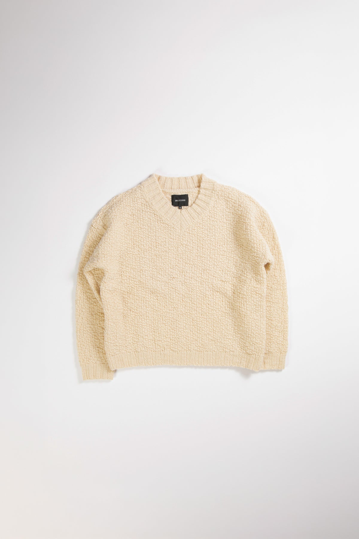 V-neck Wool Knit Slub Yarn