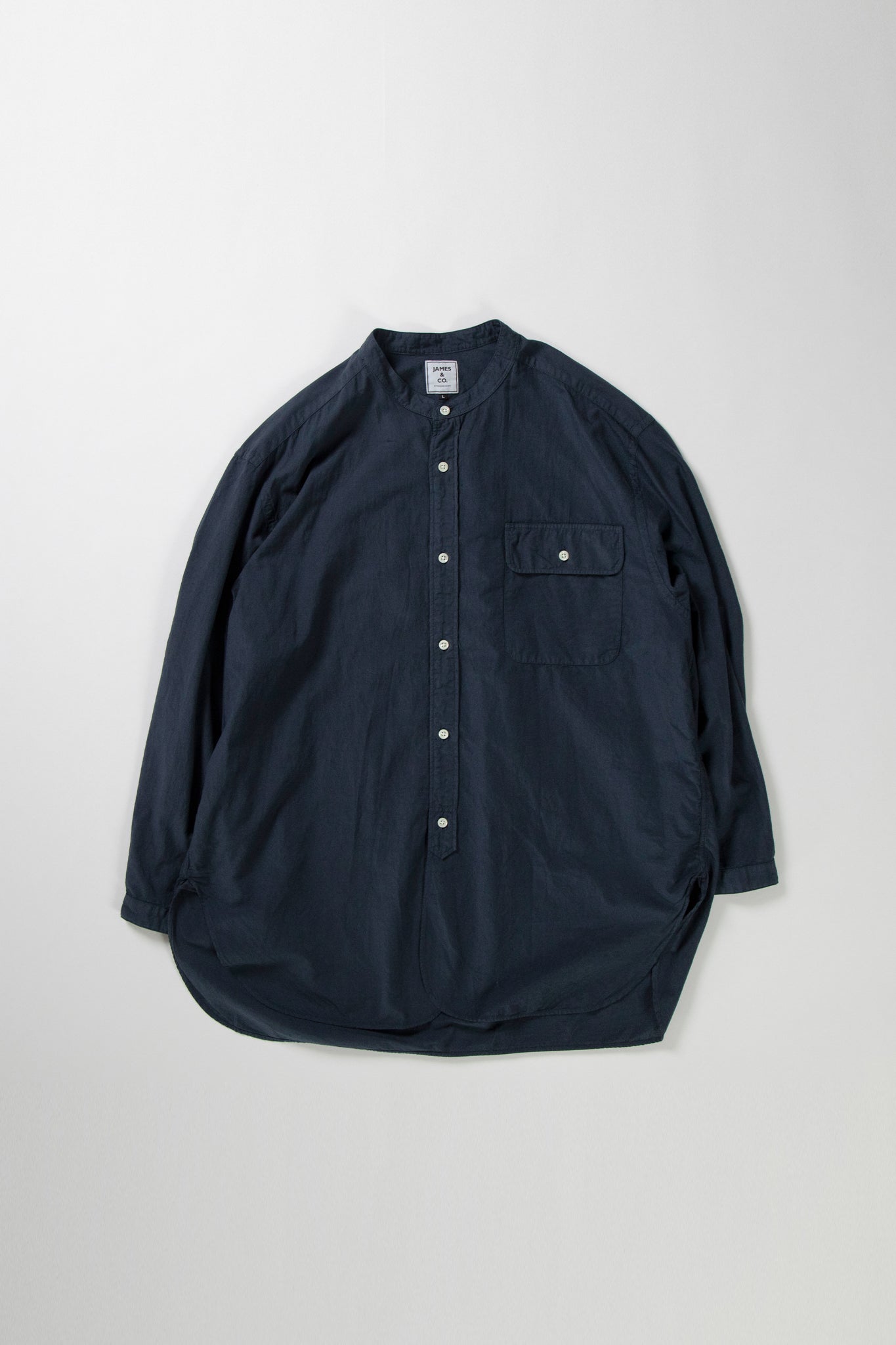 トップス moon STRIPE BAND COLLAR LONG SHIRT Band Collar Long Shirt | JAMES & CO. STANDARD SHIRT | JAMES & CO.鎌倉