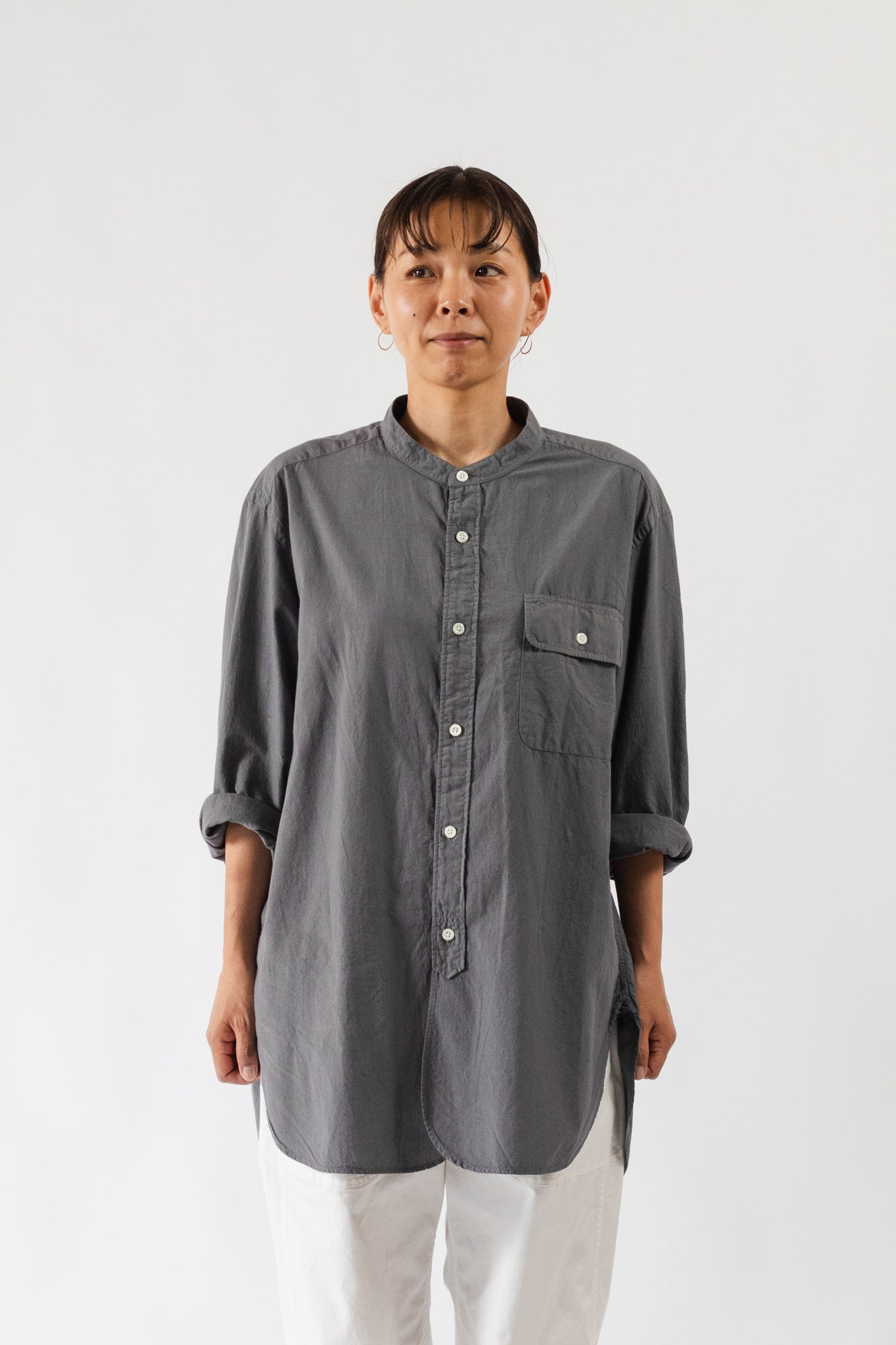 トップス moon STRIPE BAND COLLAR LONG SHIRT Band Collar Long Shirt | JAMES & CO. STANDARD SHIRT | JAMES & CO.鎌倉