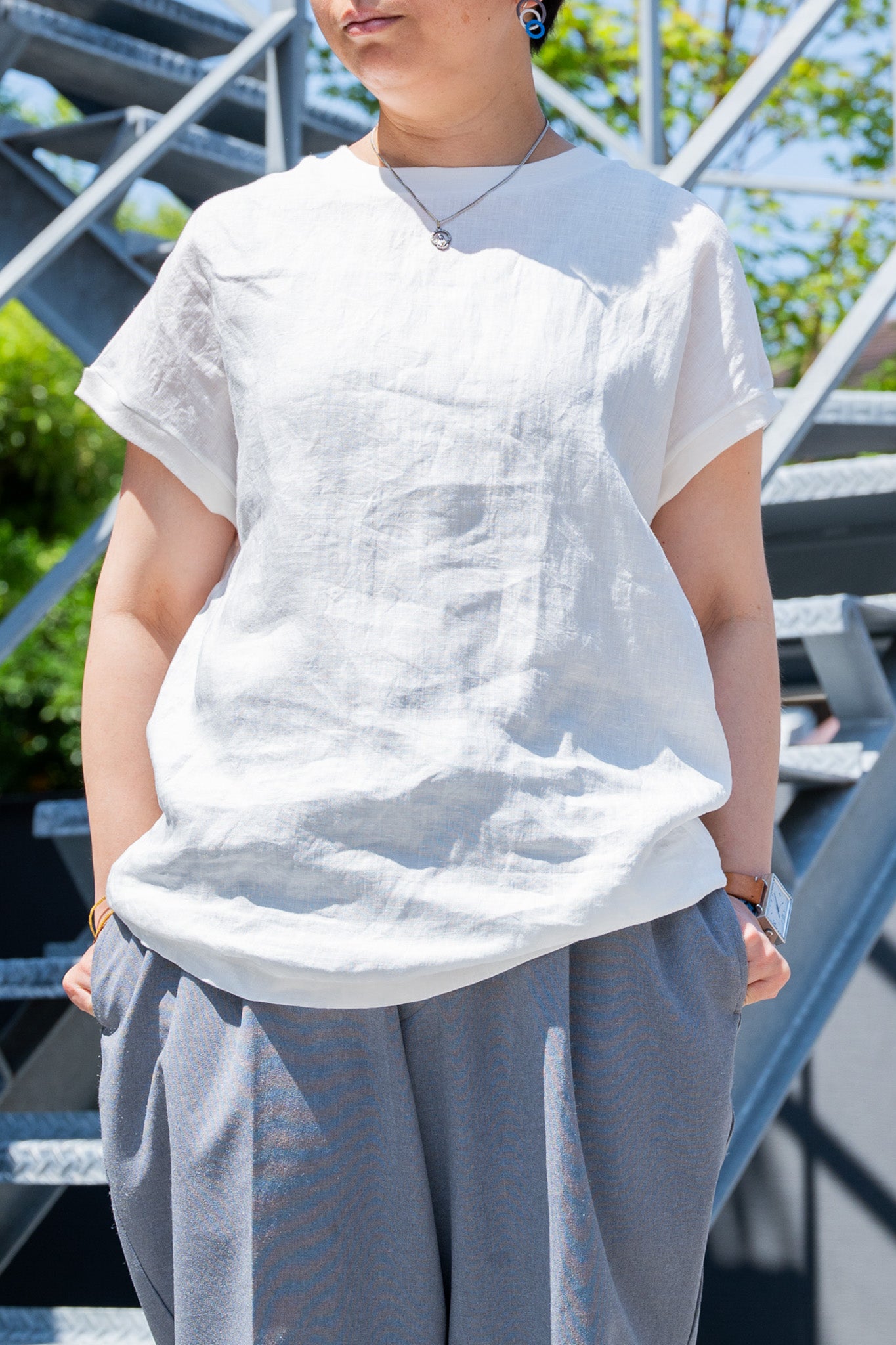 デリシャス トップス LINEN French Sleeve レディース JAMES&CO. DELICIOUS DELICIOUS】レディス LINEN French Sleeve | AT EASE