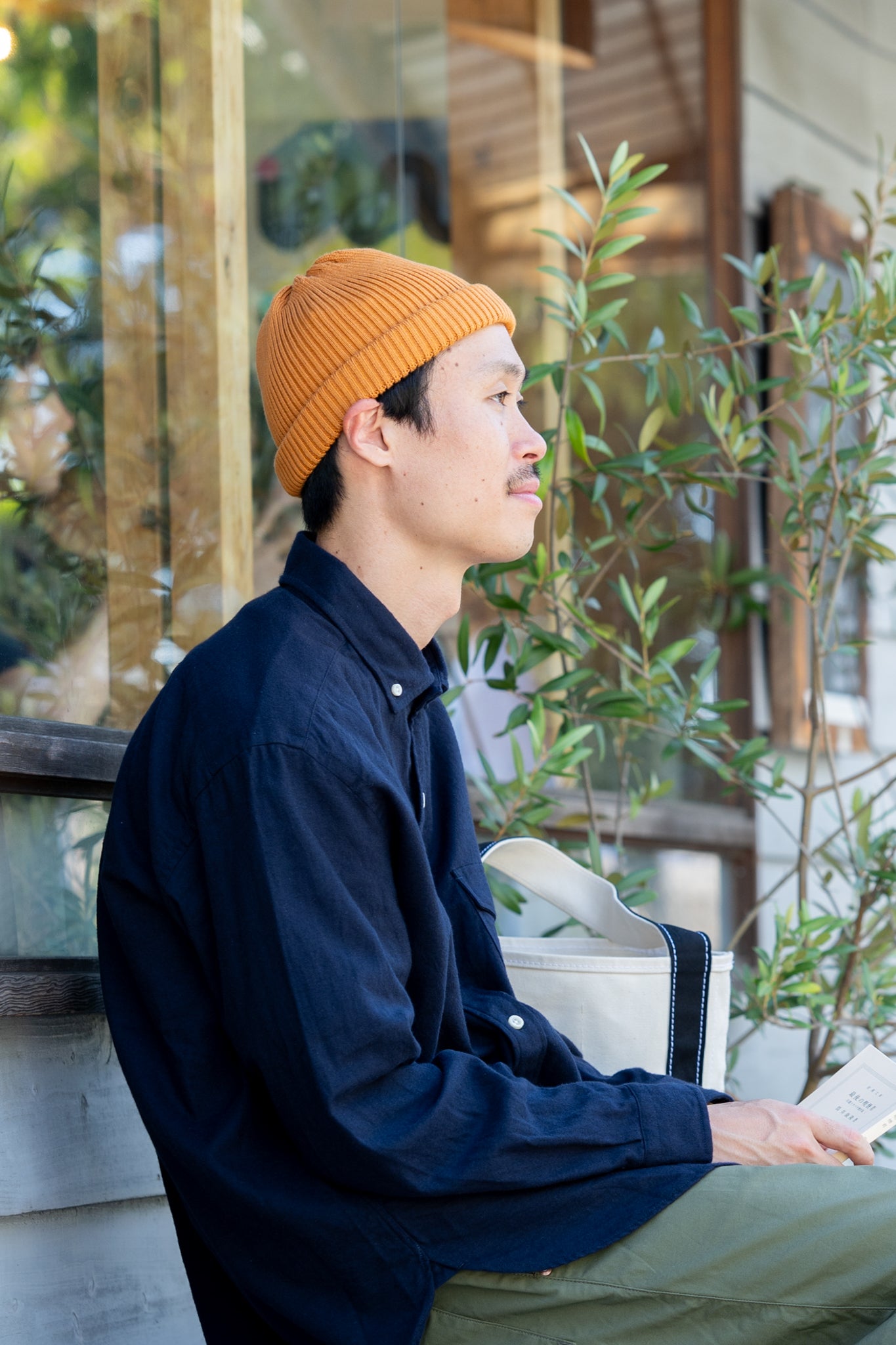COTTON ROLL UP BEANIE - MUSTARD