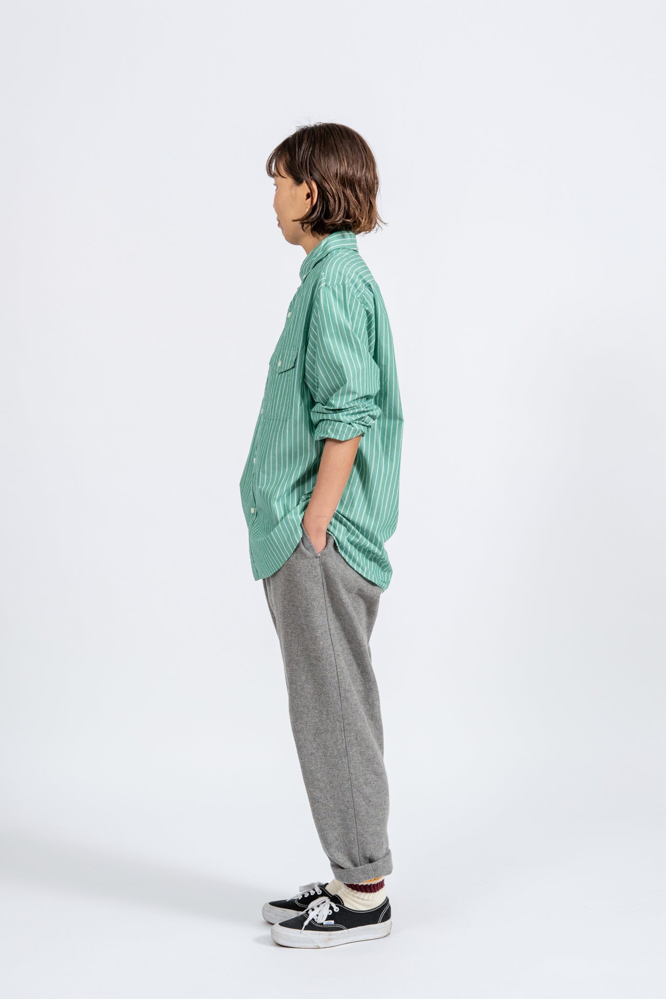 Cotton Tweed Easy Pants - L.GRY