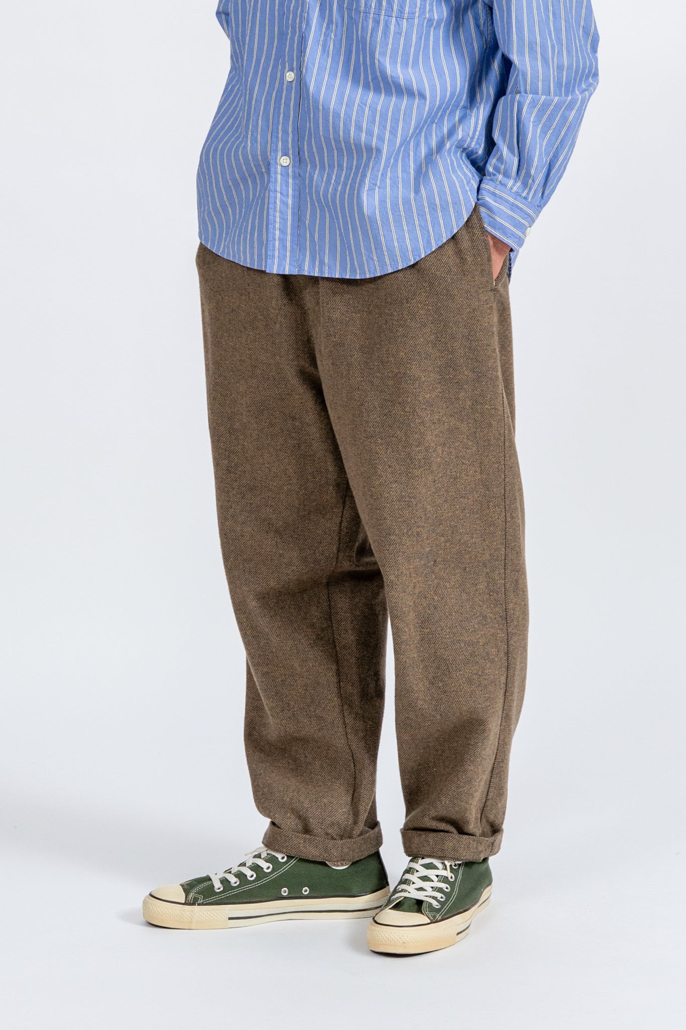 Cotton Tweed Easy Pants - BRN