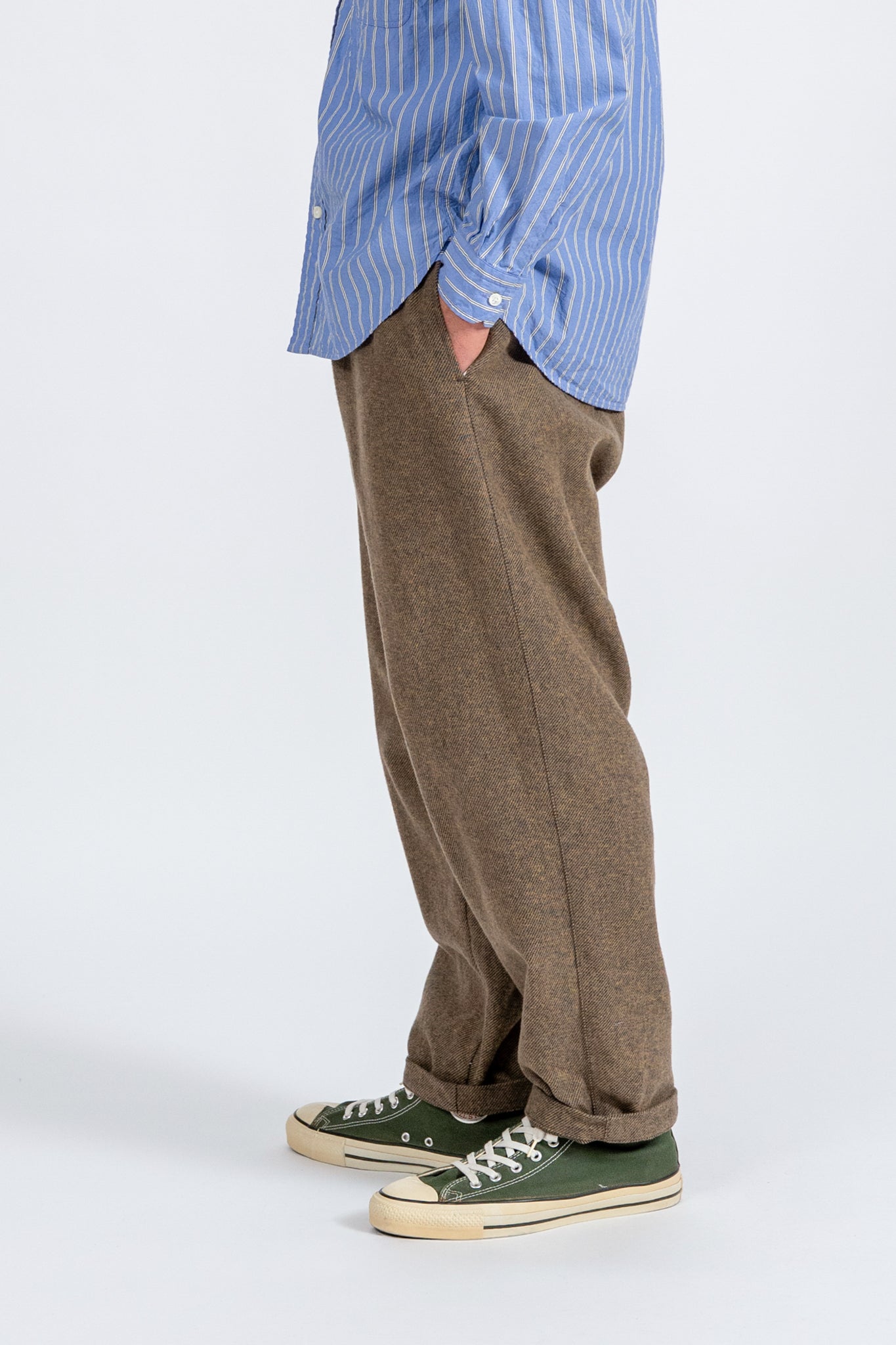 Cotton Tweed Easy Pants - BRN
