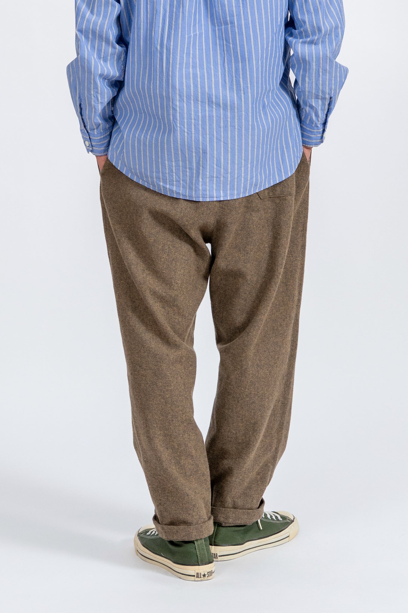 Cotton Tweed Easy Pants - BRN