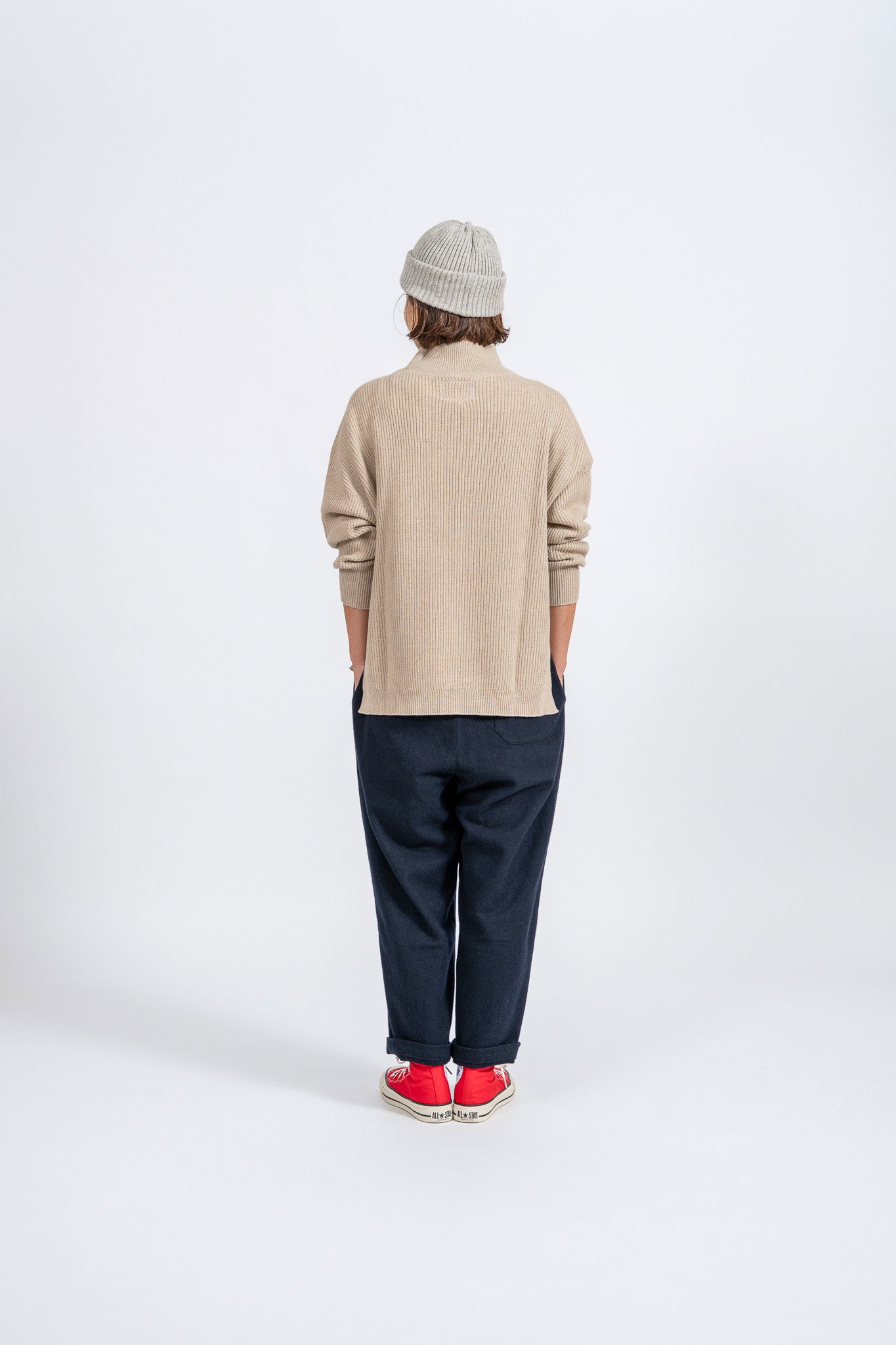 Cotton Rib High-Neck knit - BEG