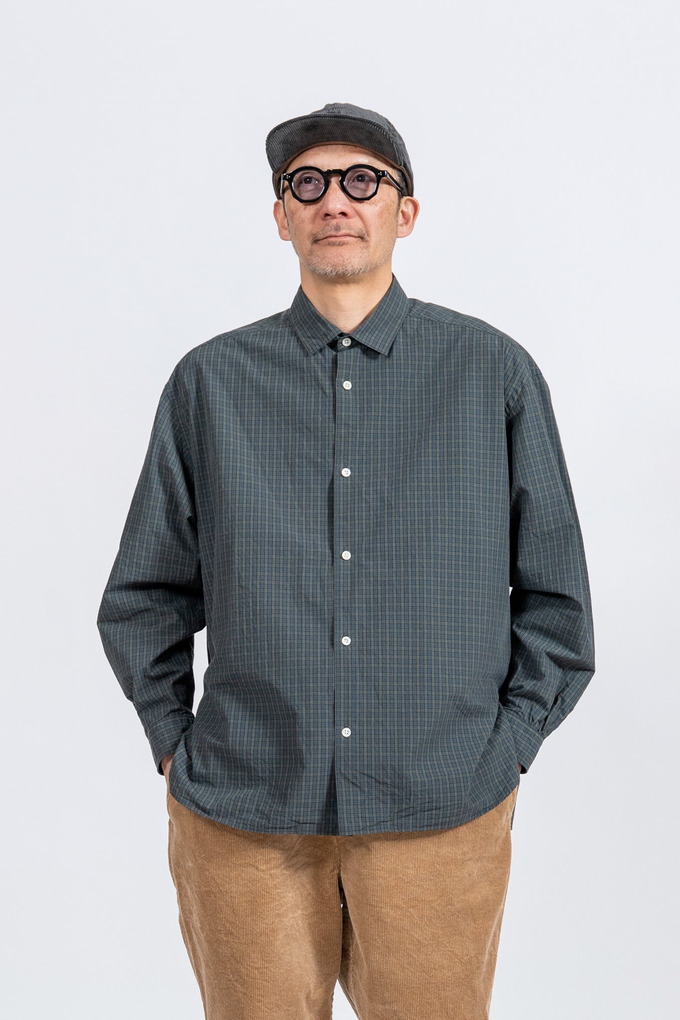 Small Collar Big Shirt -Check - GRN