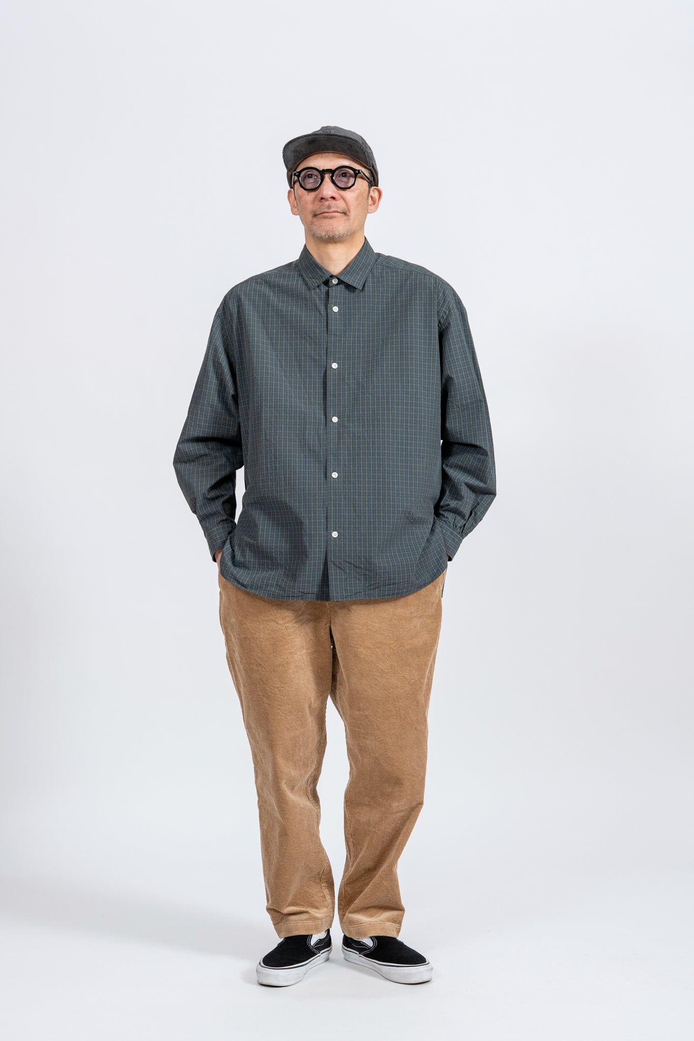 Small Collar Big Shirt -Check - RED