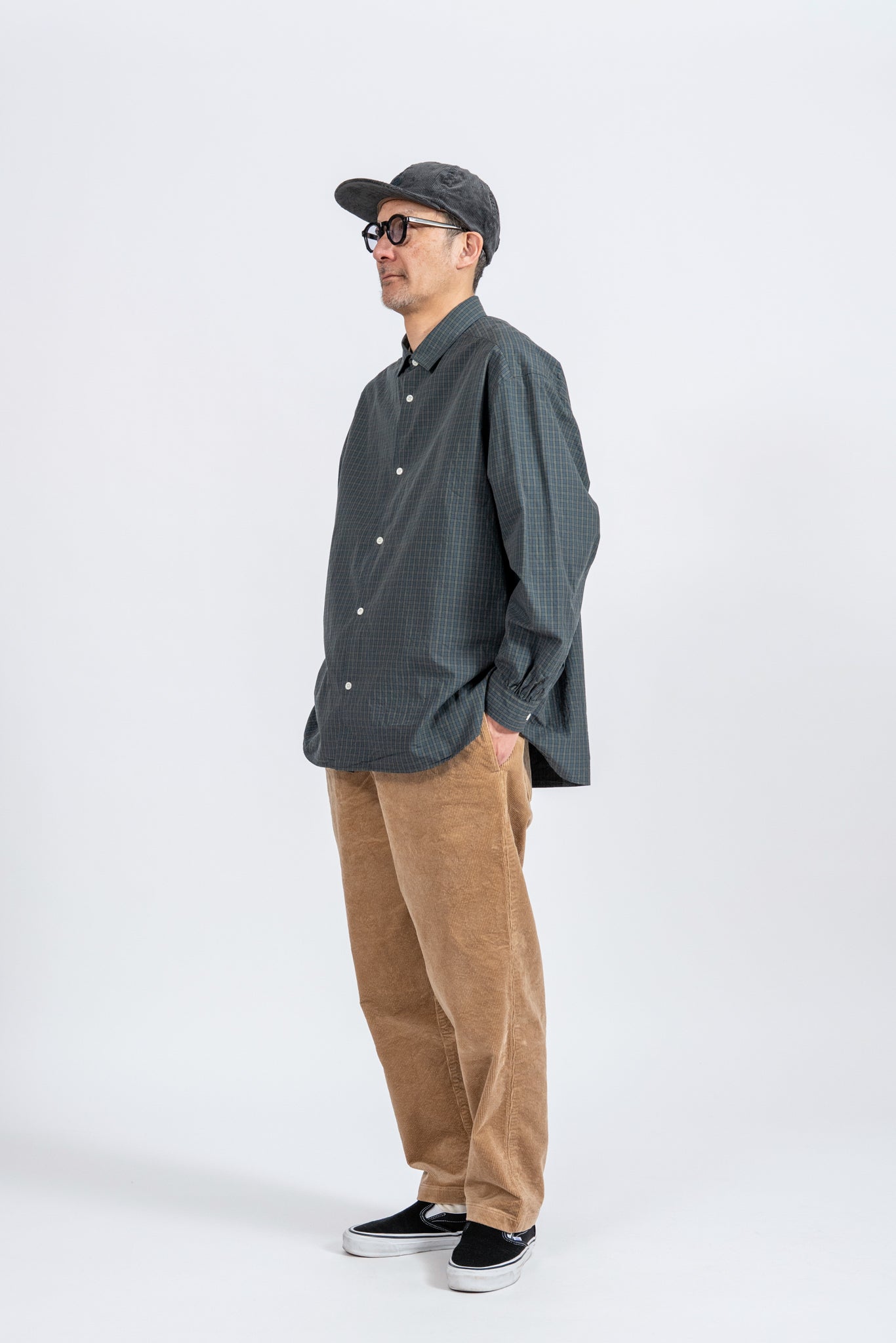 Small Collar Big Shirt -Check - GRN