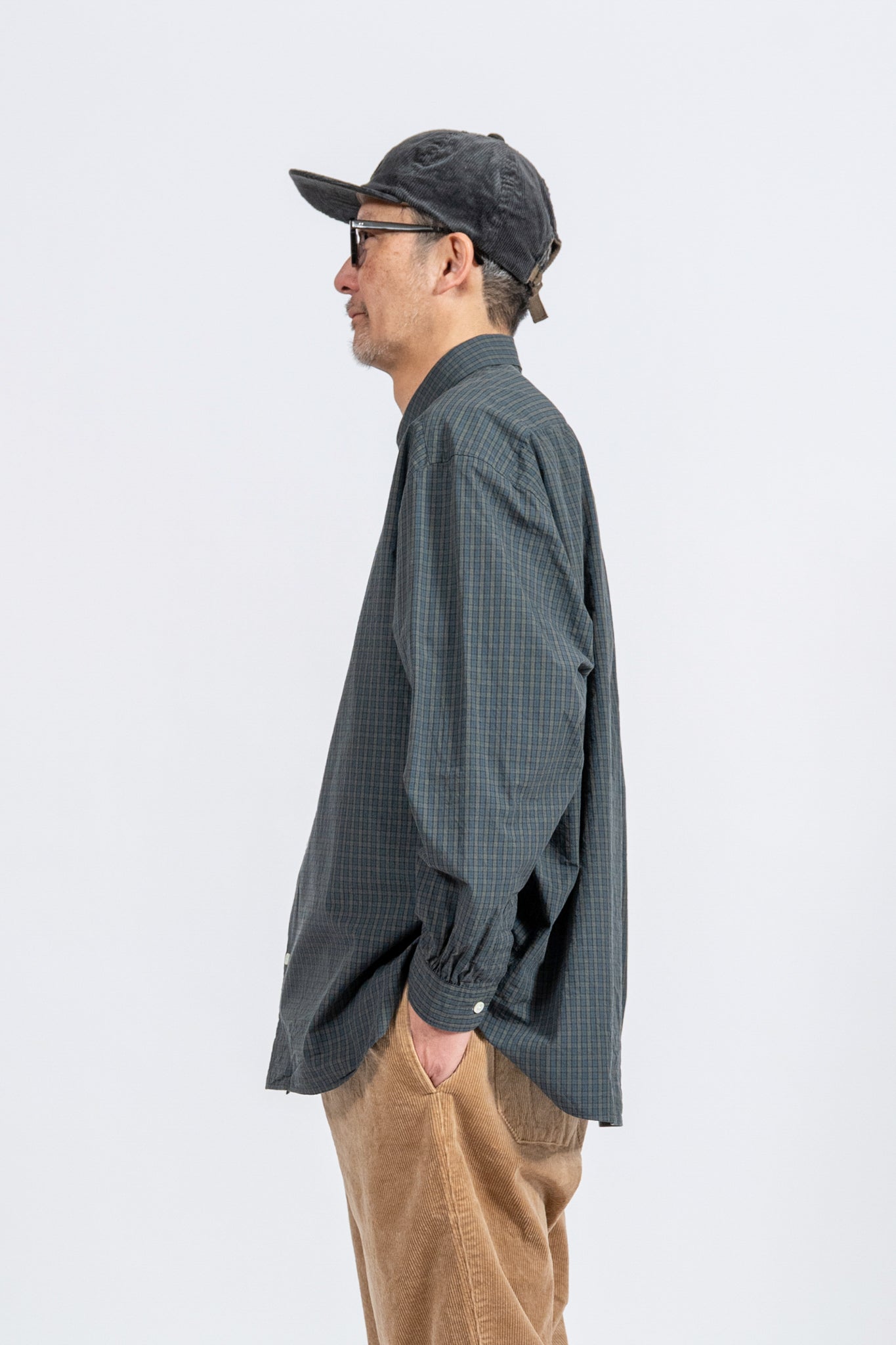 Small Collar Big Shirt -Check - GRN