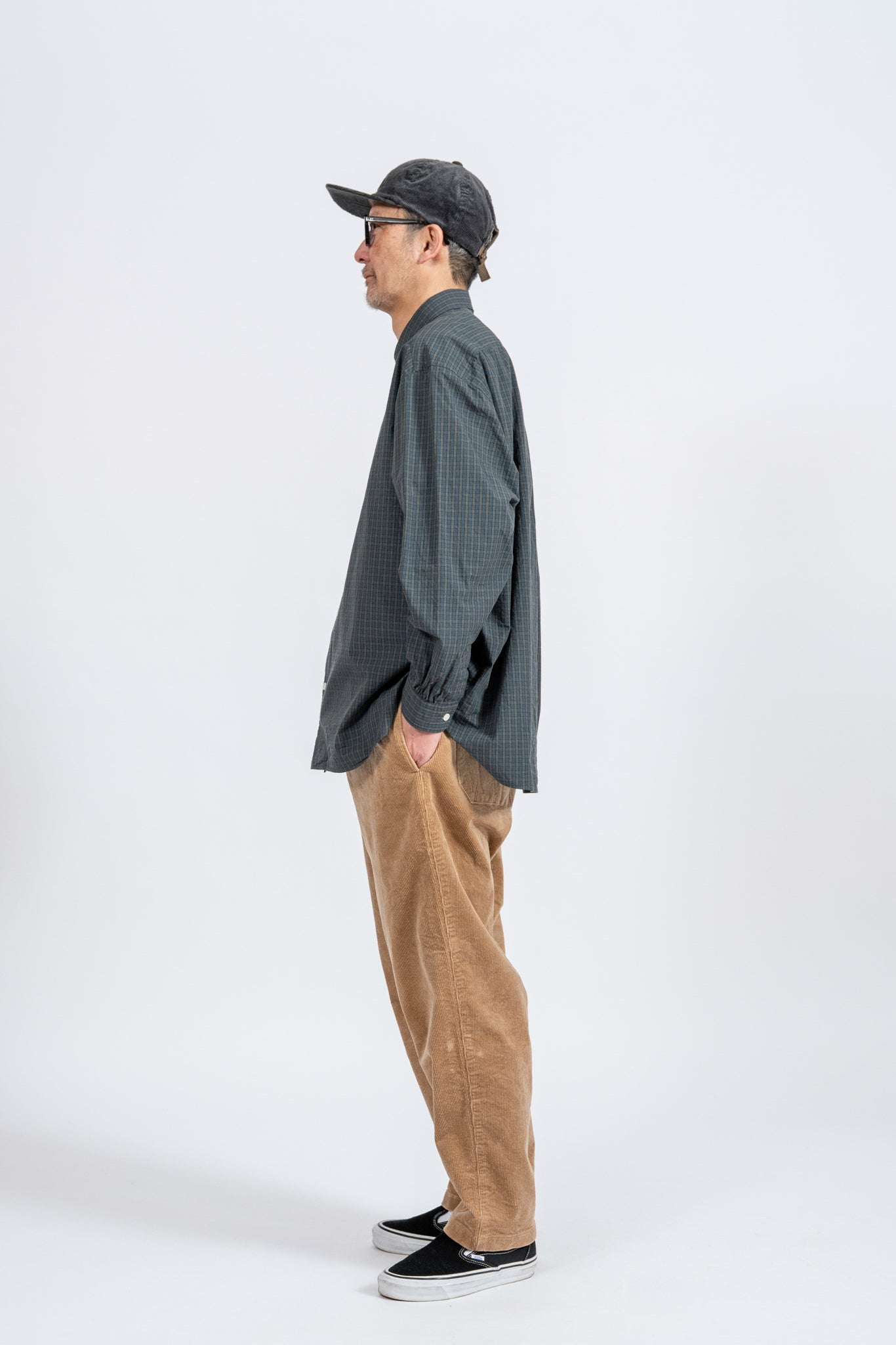Small Collar Big Shirt -Check - GRN