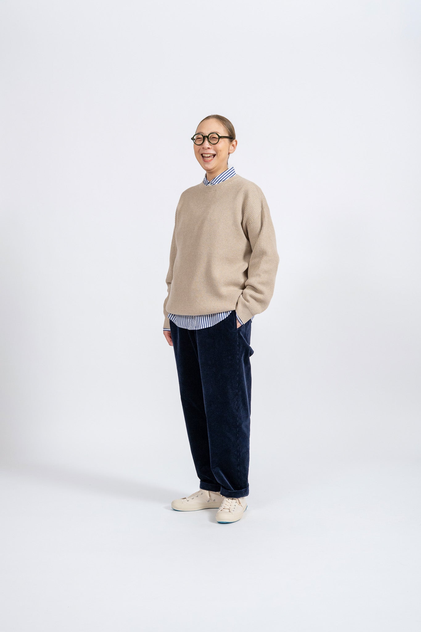 Cotton Rib Crew knit - BEG