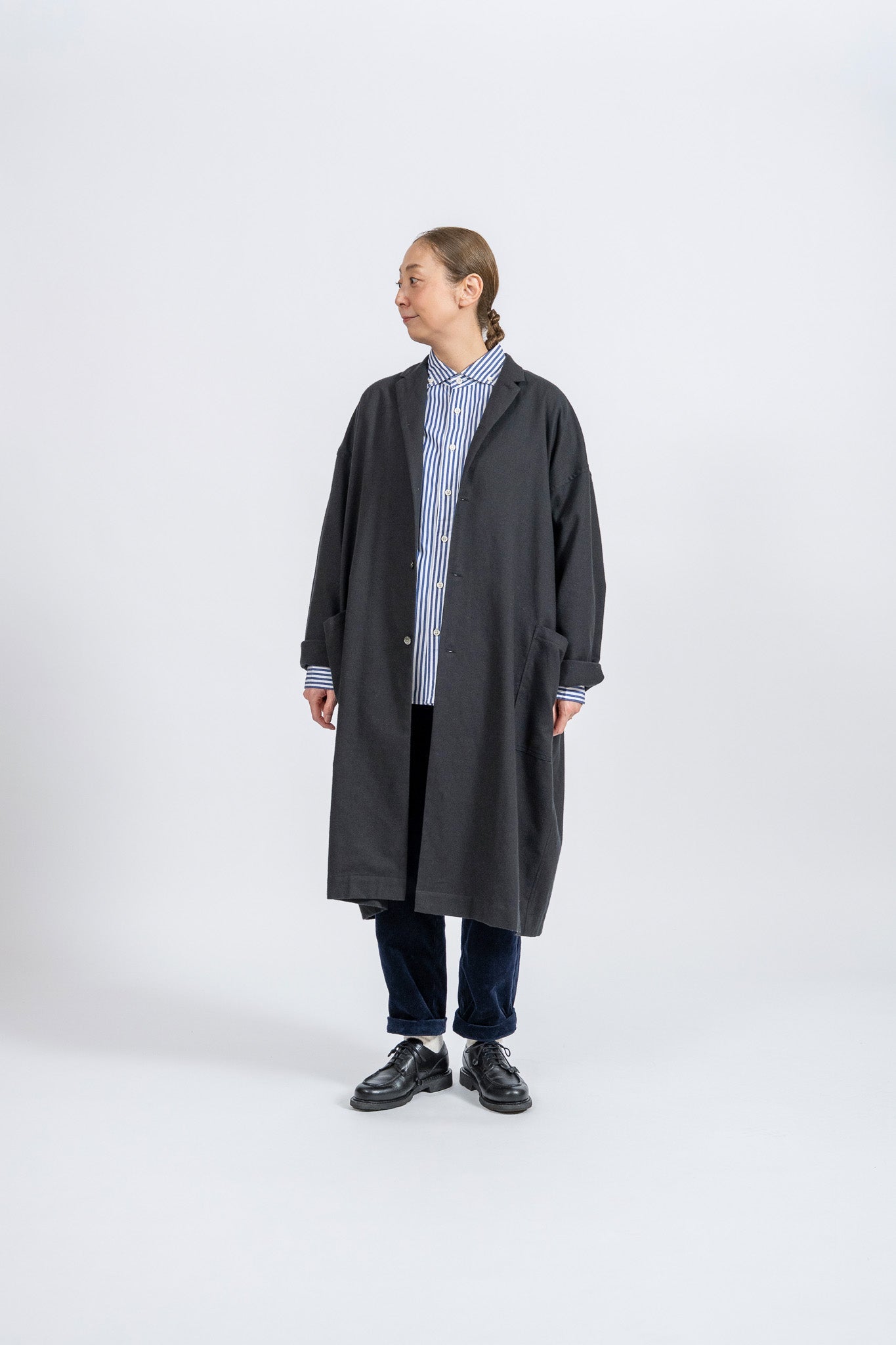 French Shop Coat -Viyella - BLK
