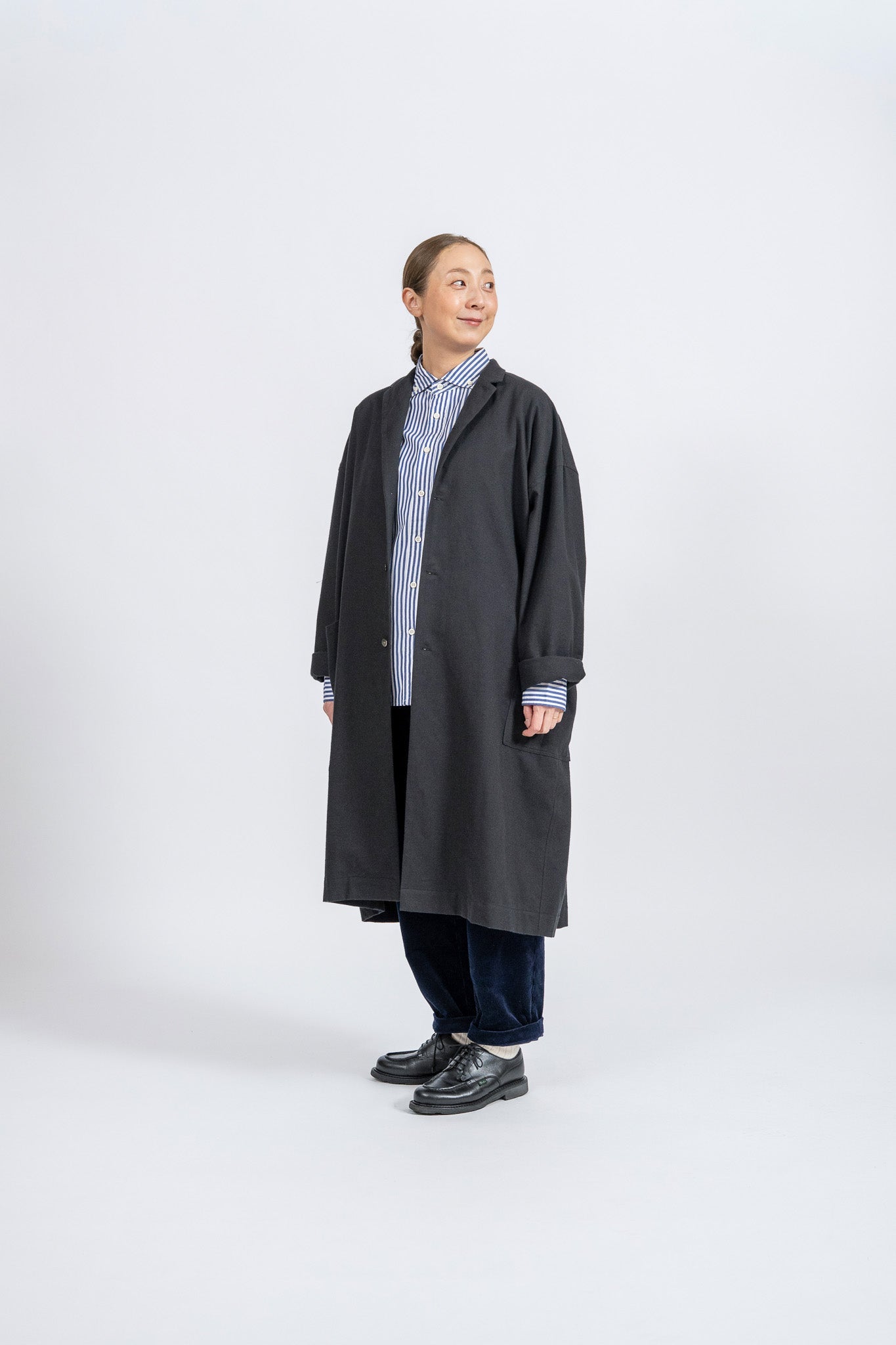 French Shop Coat -Viyella - BLK