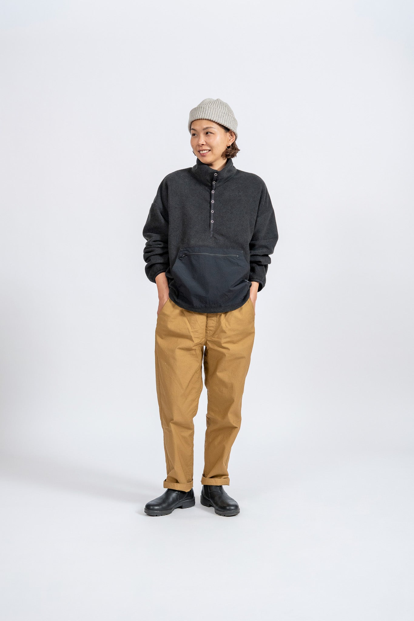 Fleece Snap Pullover - BLK