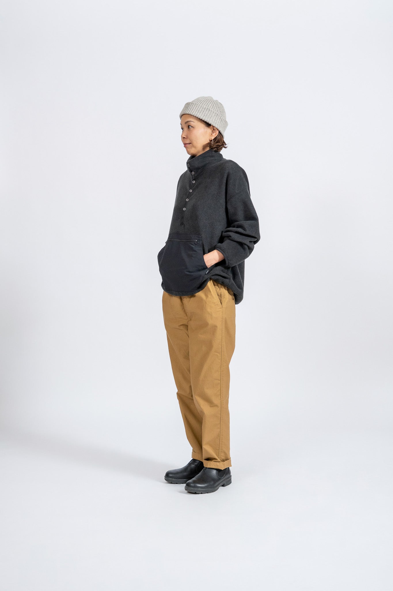 Fleece Snap Pullover - BLK