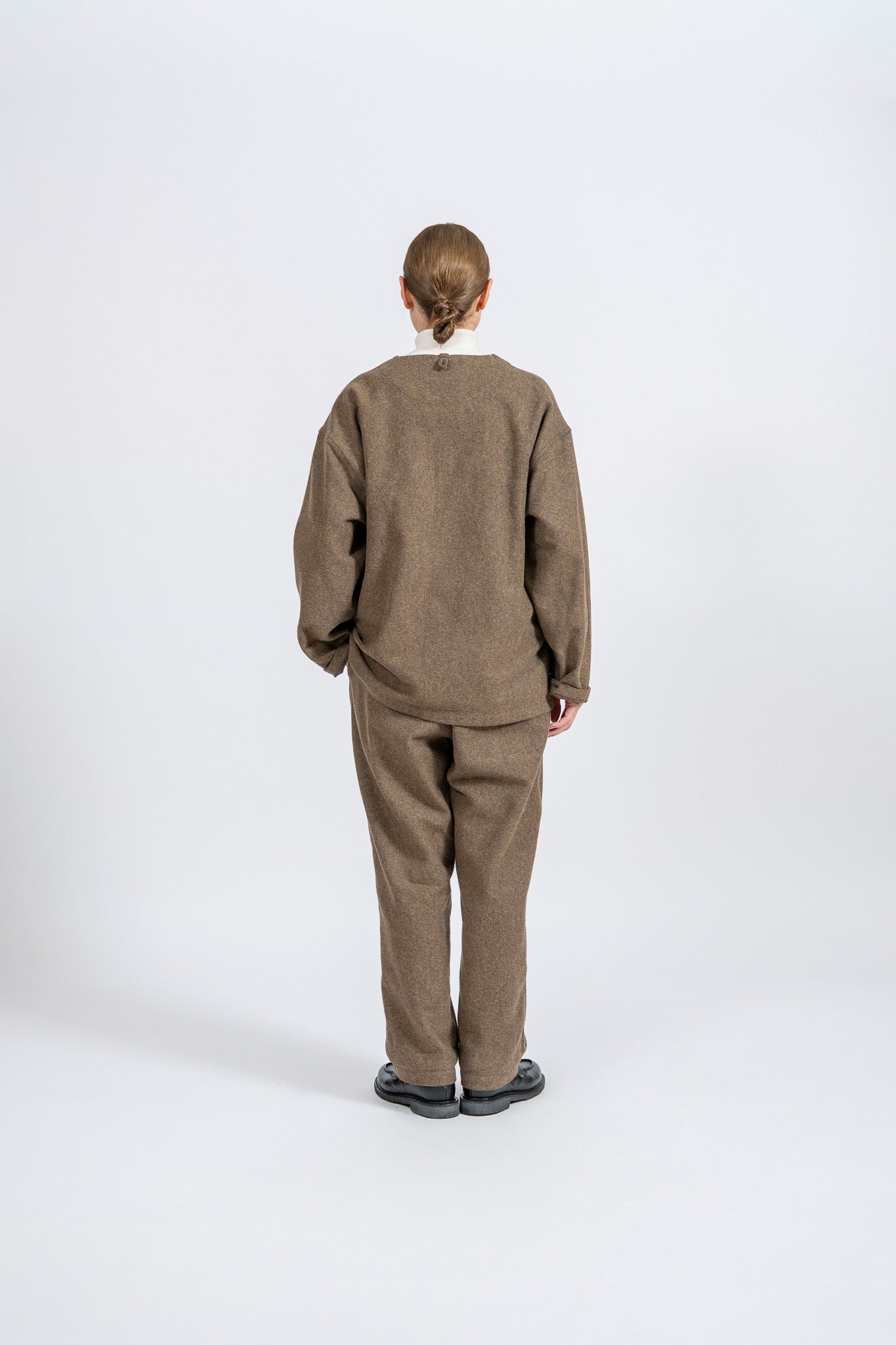 Cotton Tweed Easy Pants - BRN