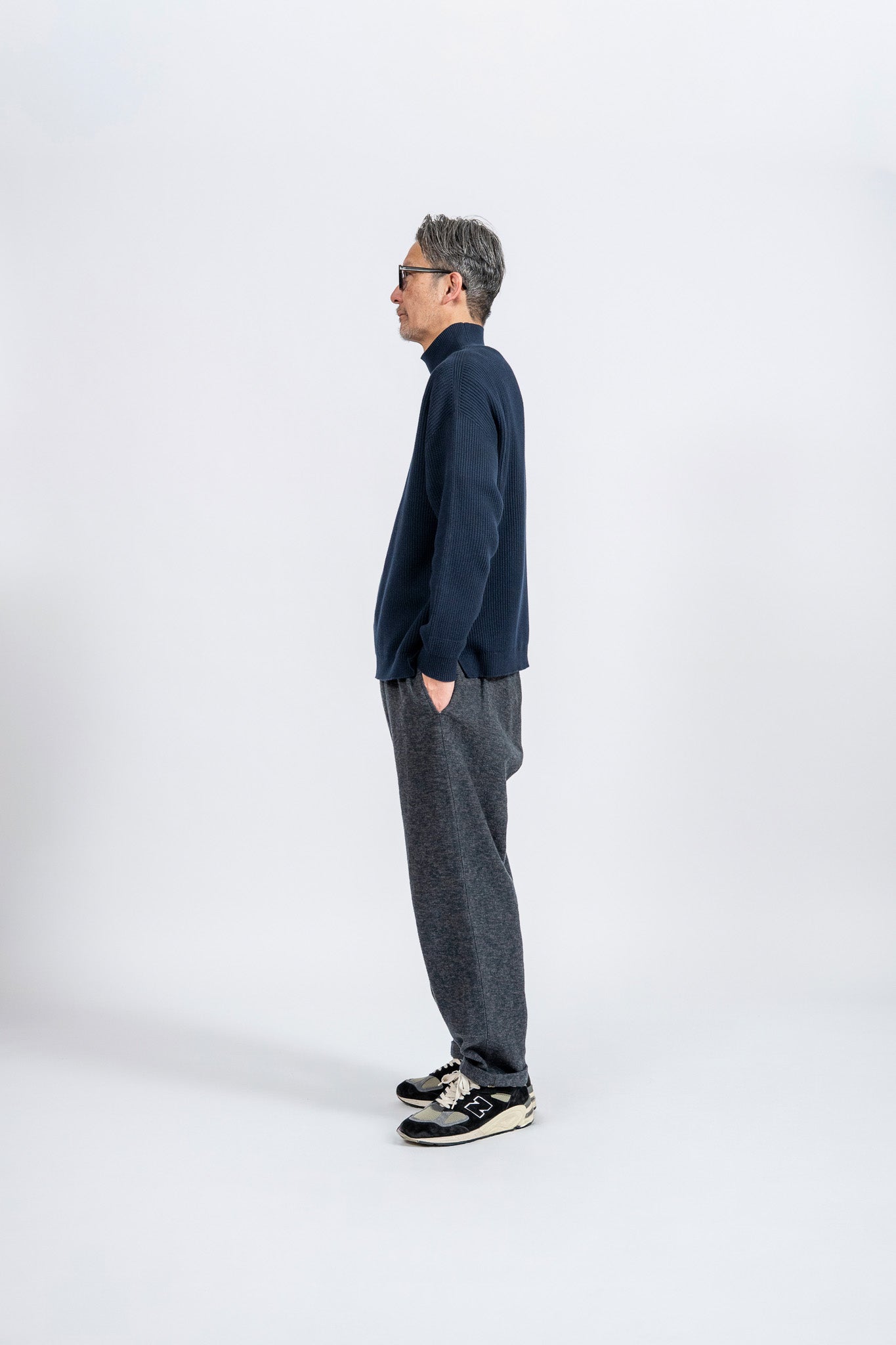 Cotton Rib High-Neck knit - NVY