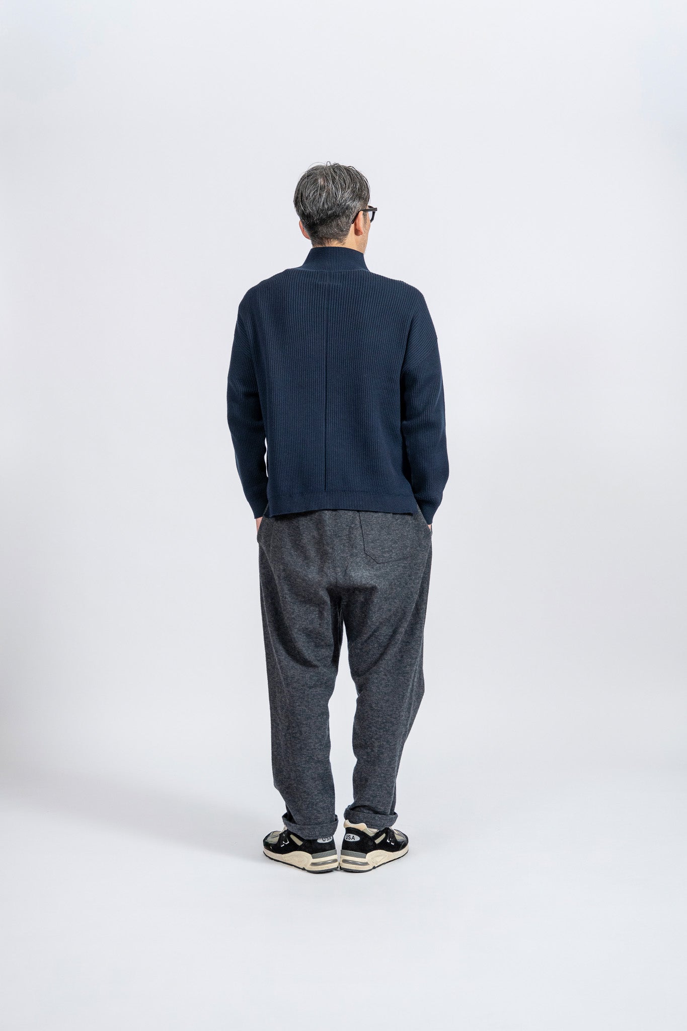 Cotton Rib High-Neck knit - NVY