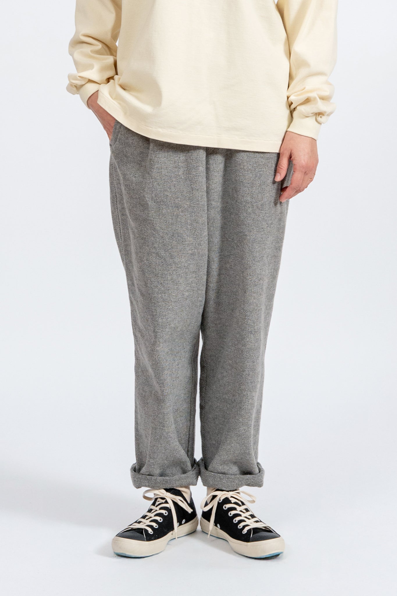 Cotton Tweed Easy Pants - L.GRY