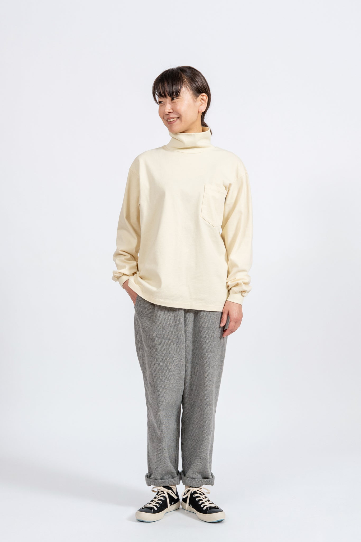 Cotton Tweed Easy Pants - L.GRY
