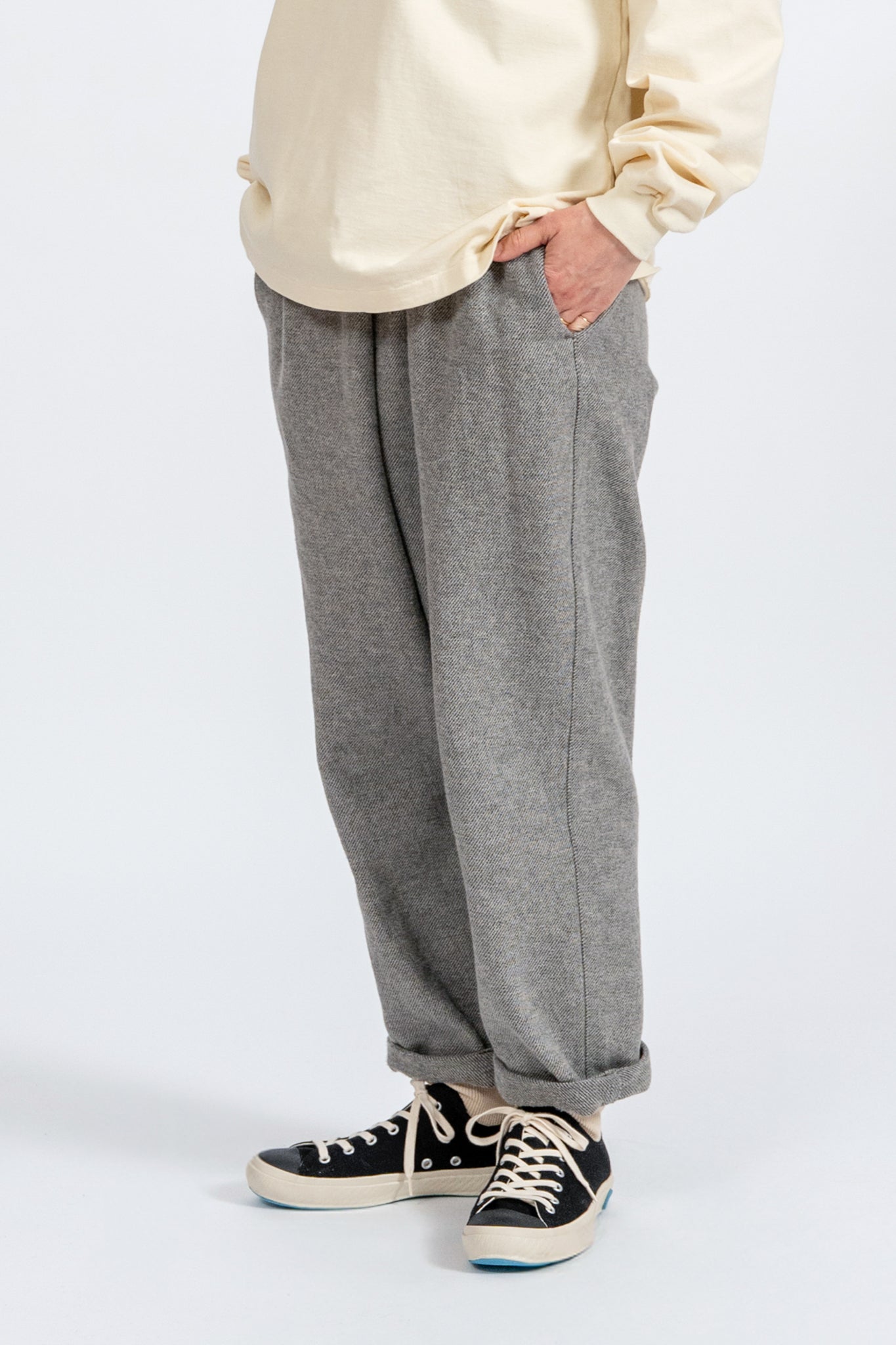 Cotton Tweed Easy Pants - L.GRY