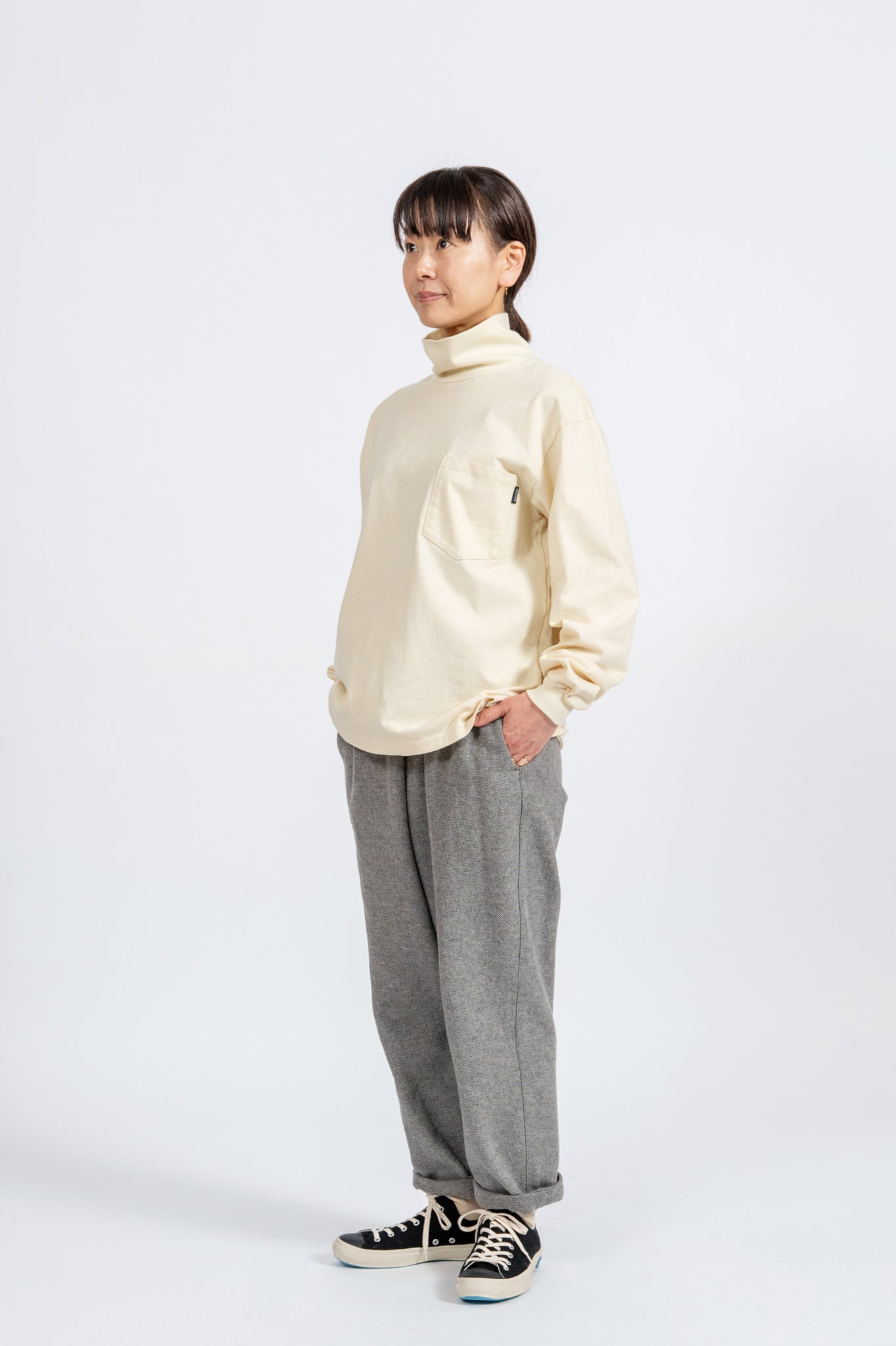 Cotton Tweed Easy Pants - L.GRY