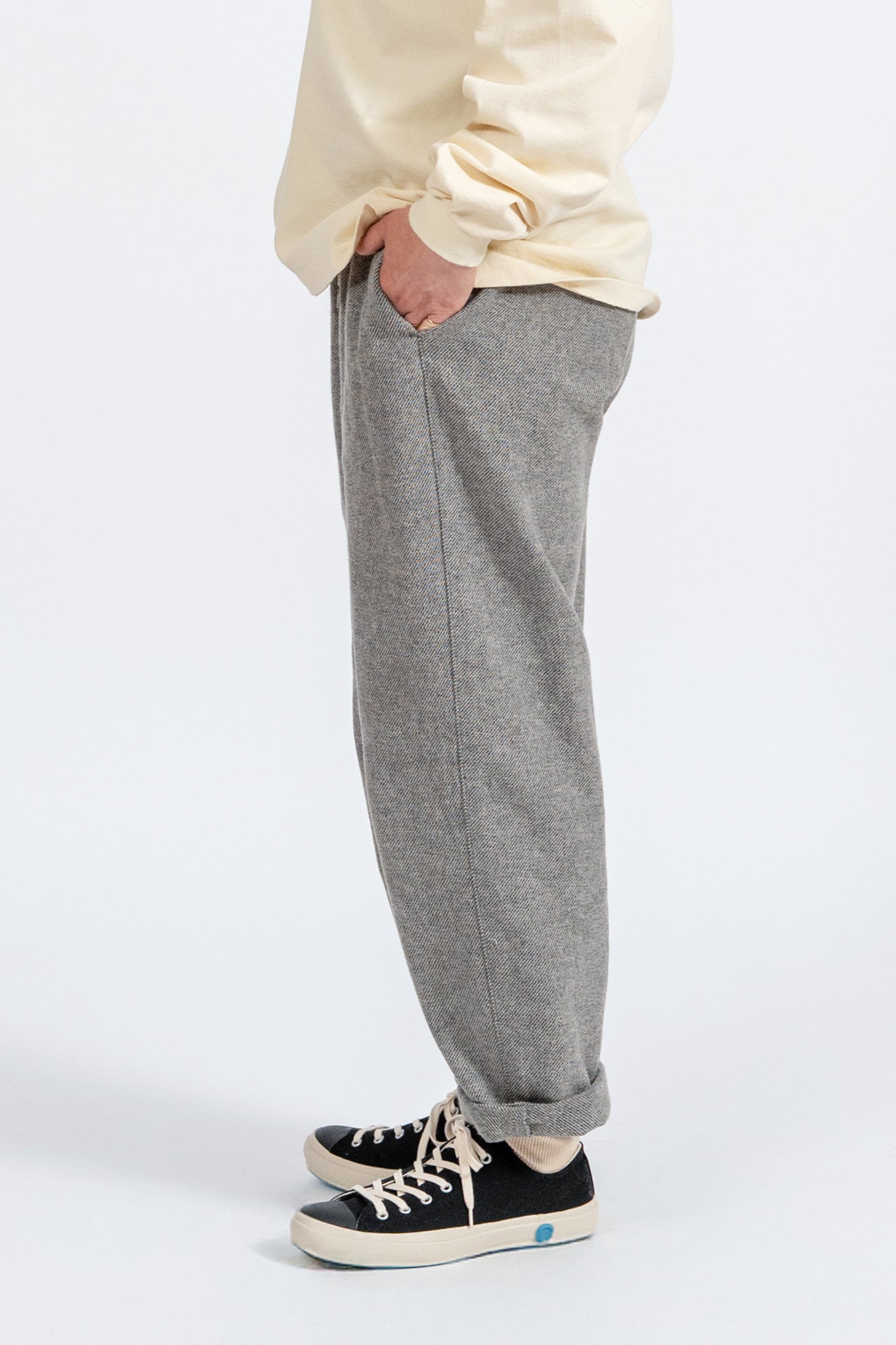 Cotton Tweed Easy Pants - L.GRY