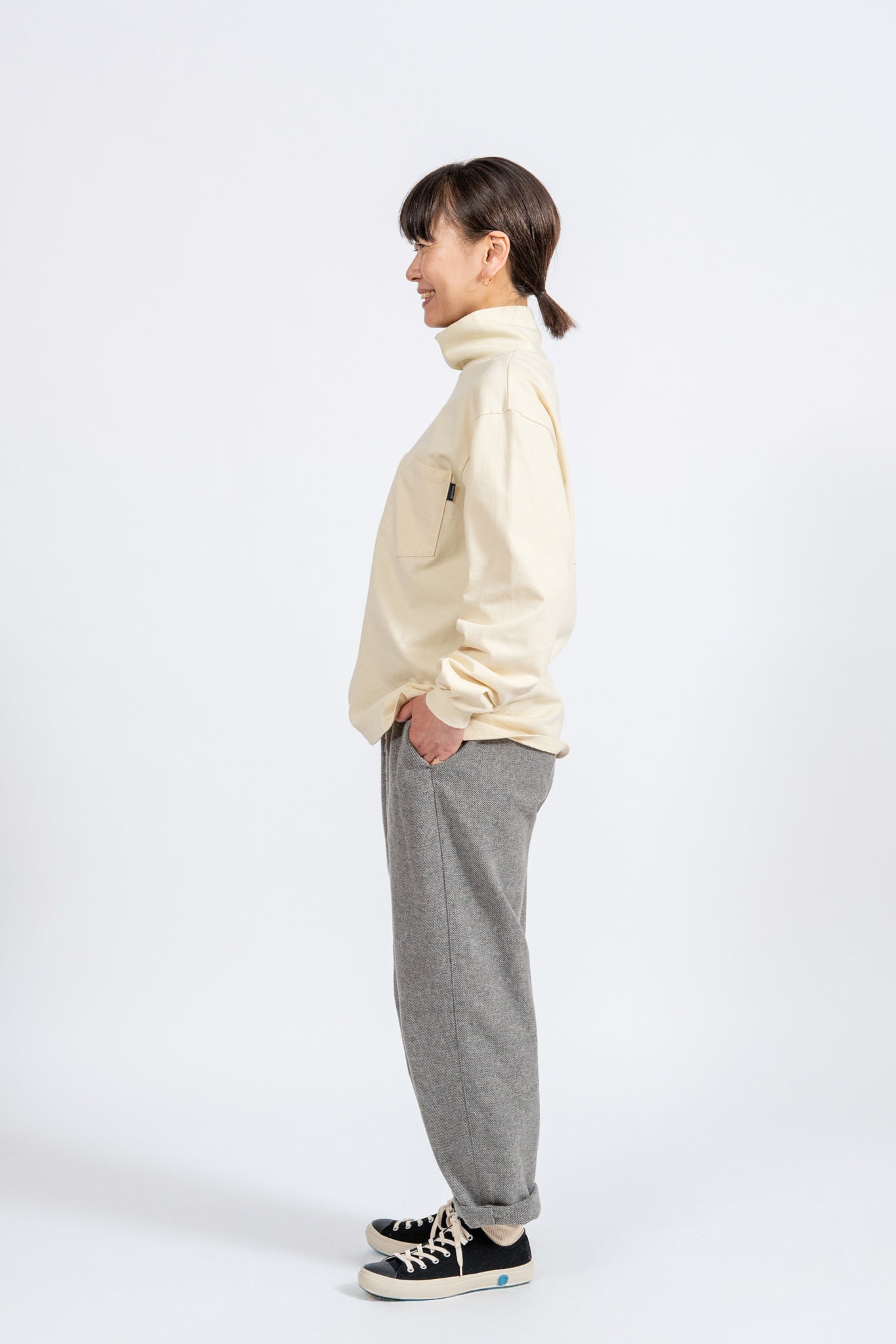 Cotton Tweed Easy Pants - L.GRY