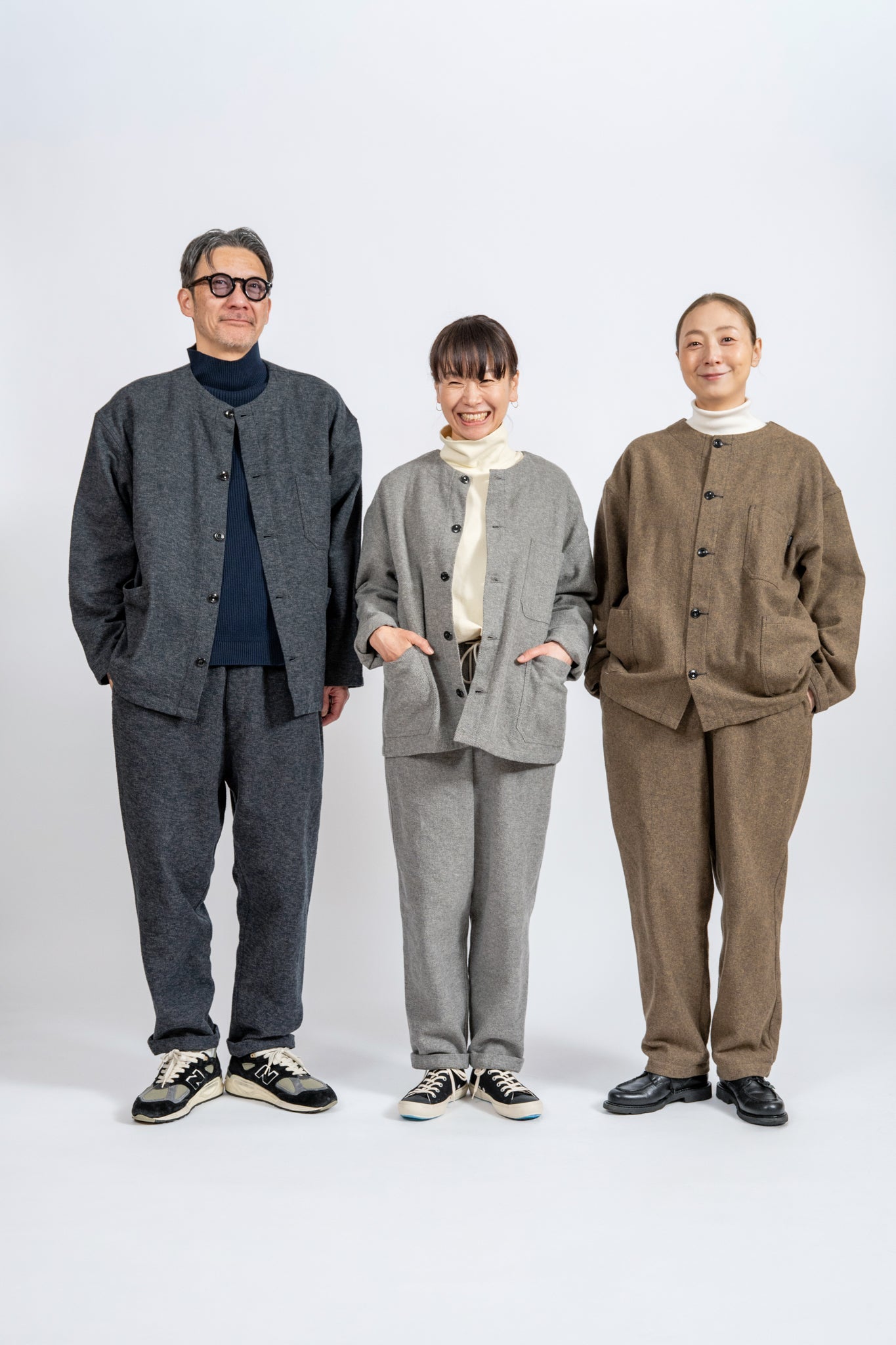 Cotton Tweed Collarless Jacket - L.GRY