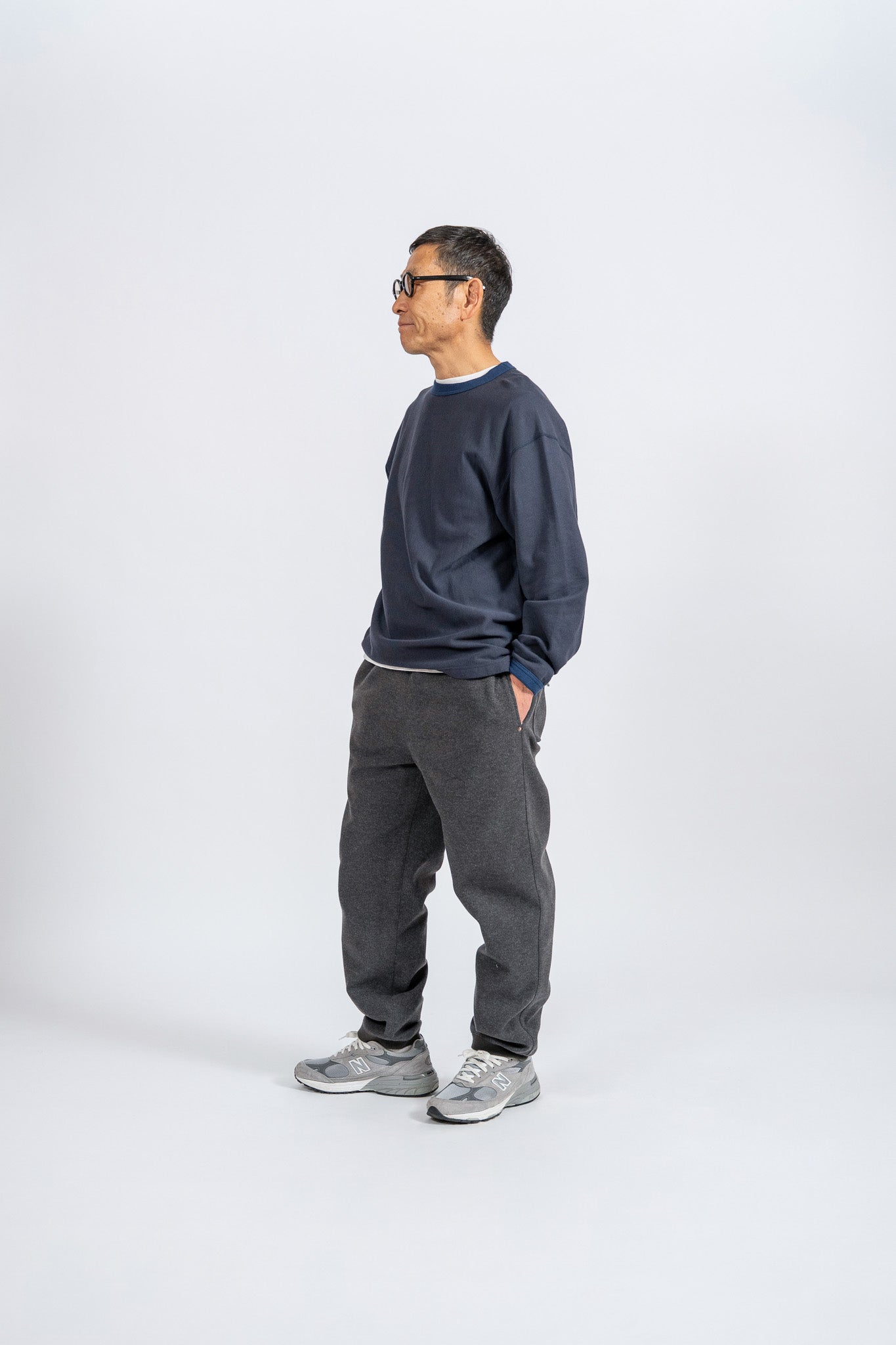 RIB PANTS -FW model - GRY