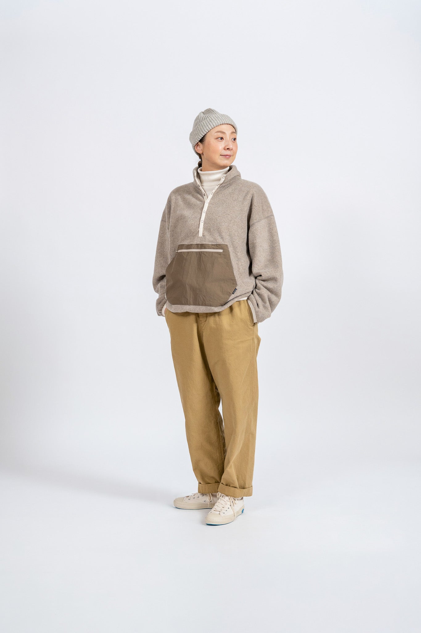 Fleece Snap Pullover - BEG