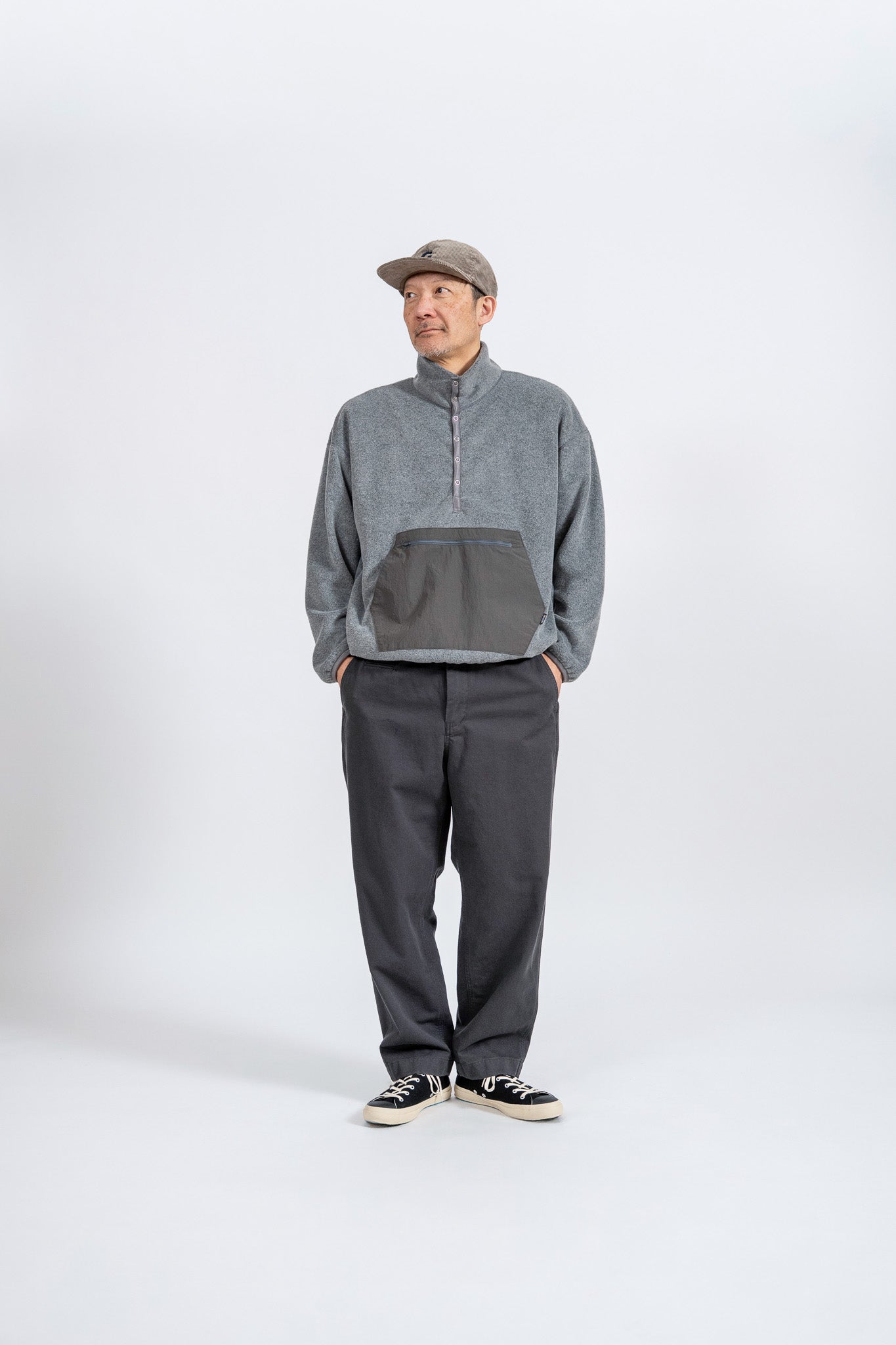 Fleece Snap Pullover - L.GRY