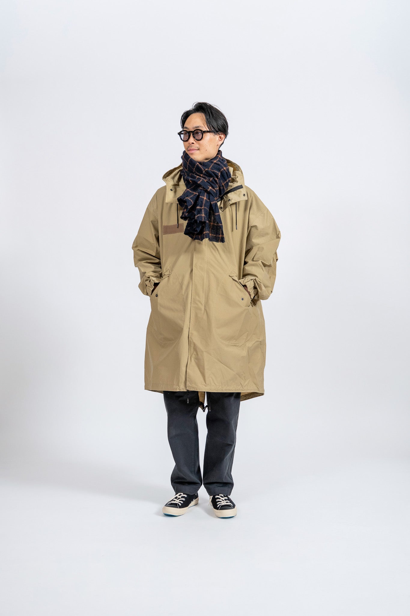 WOOL Check Scarf - NVY