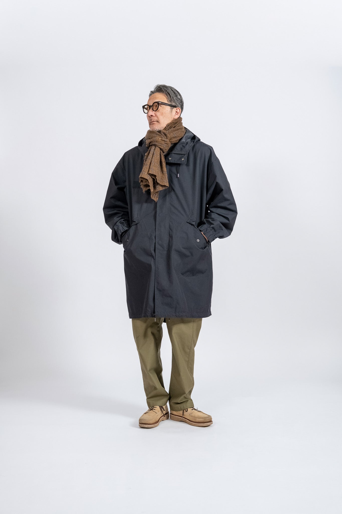 WOOL Check Scarf - BRN