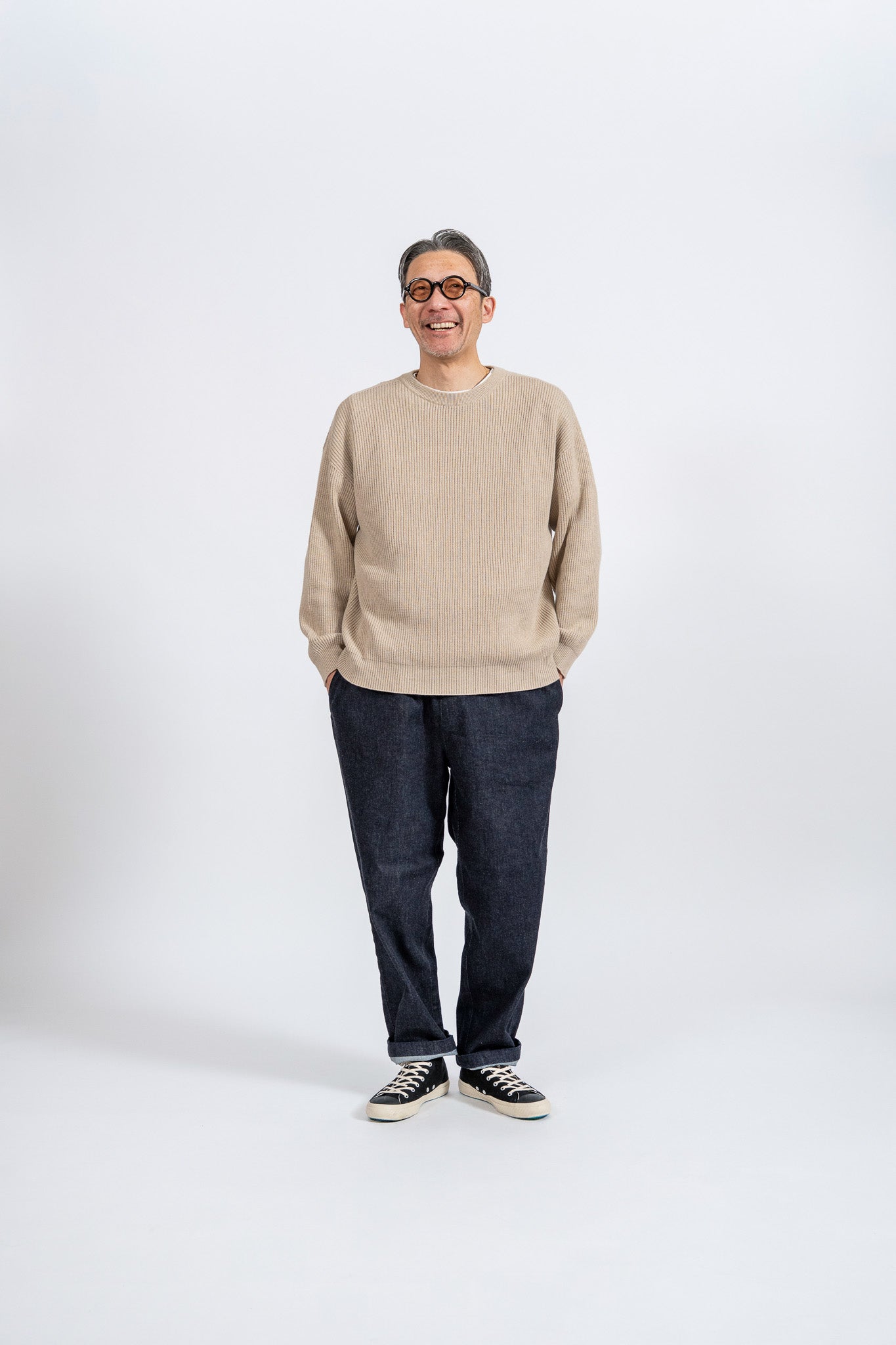 Cotton Rib Crew knit - BEG