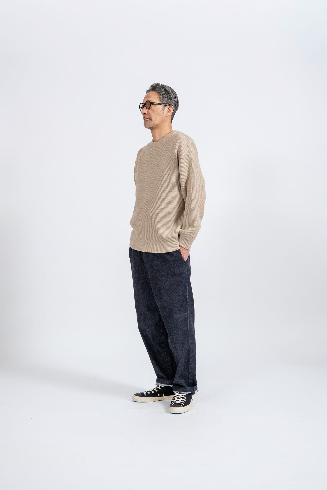 Cotton Rib Crew knit - BEG