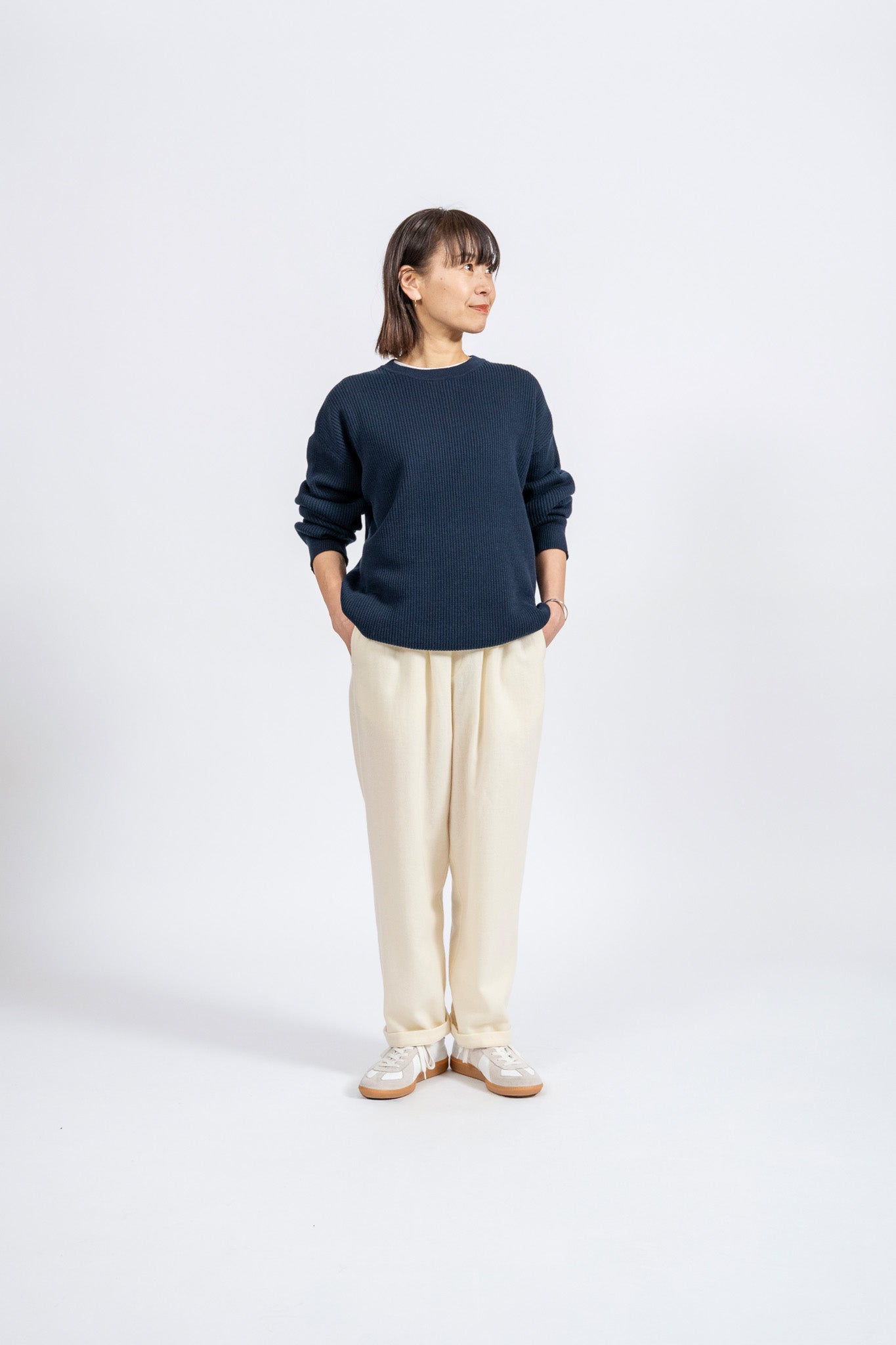 Cotton Rib Crew knit - NVY