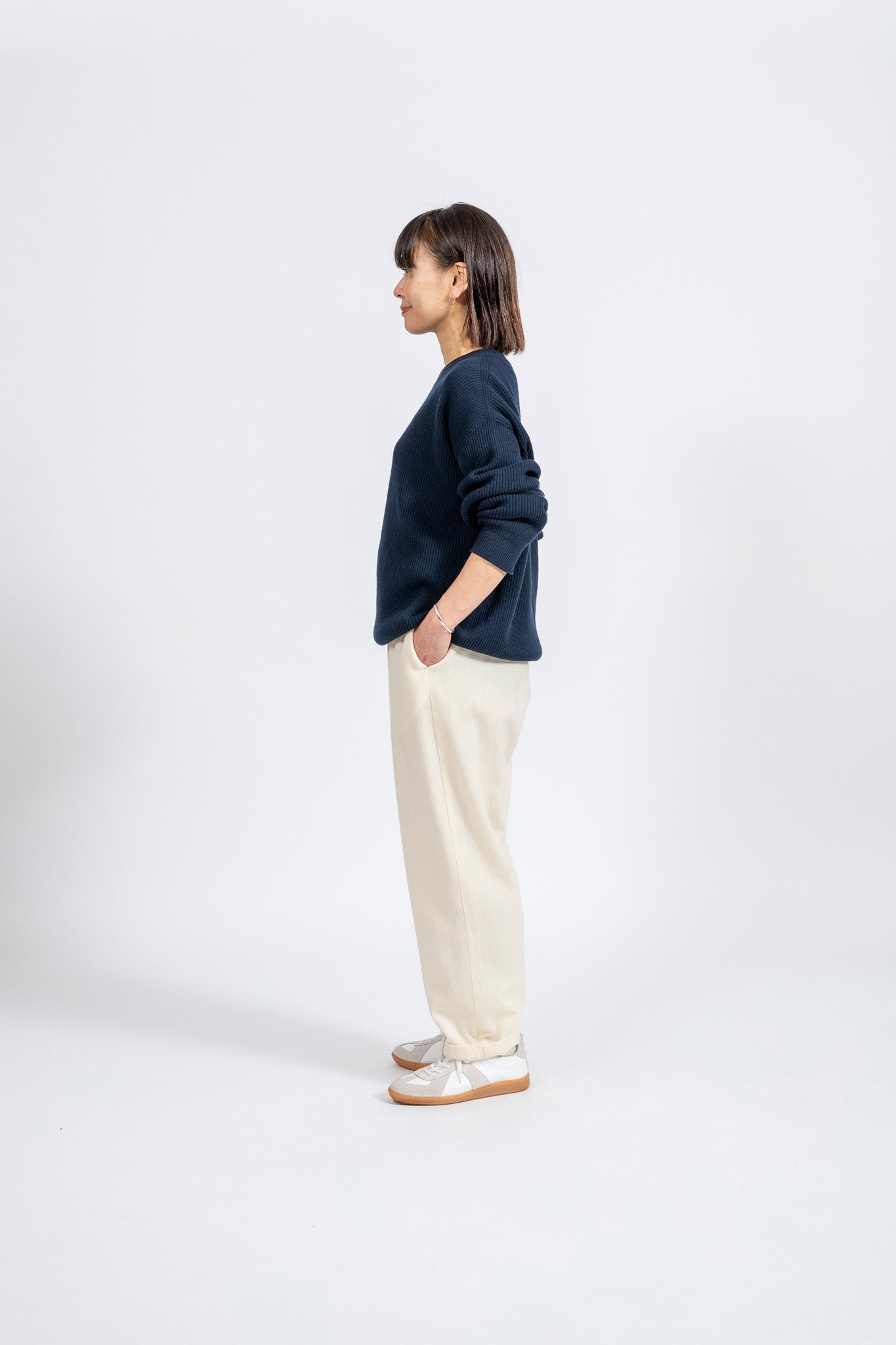 Cotton Rib Crew knit - NVY