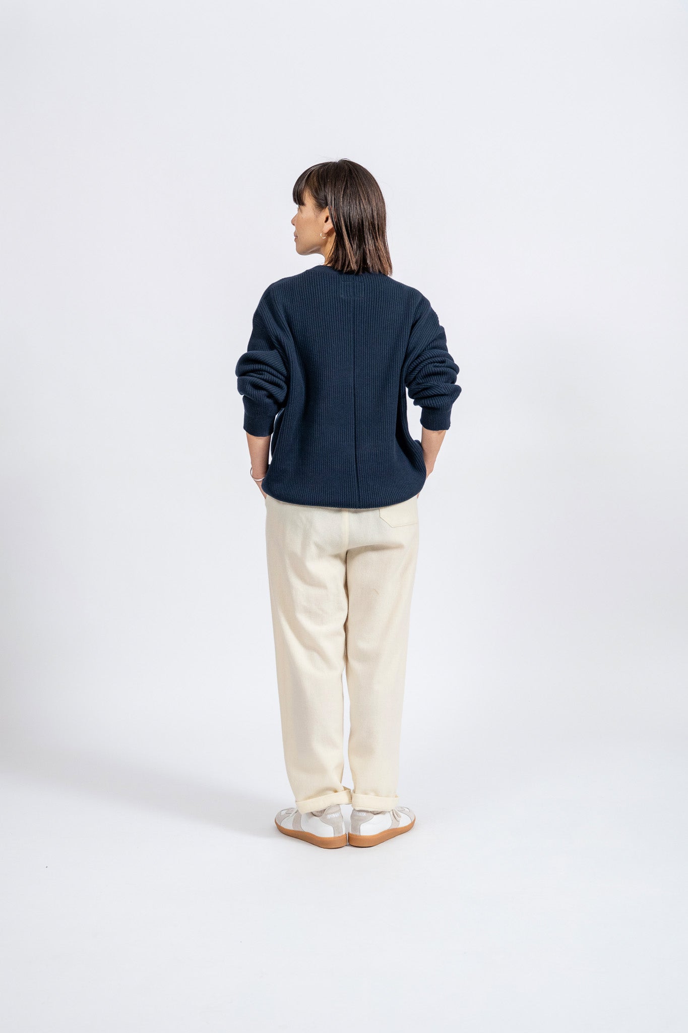 Cotton Rib Crew knit - NVY