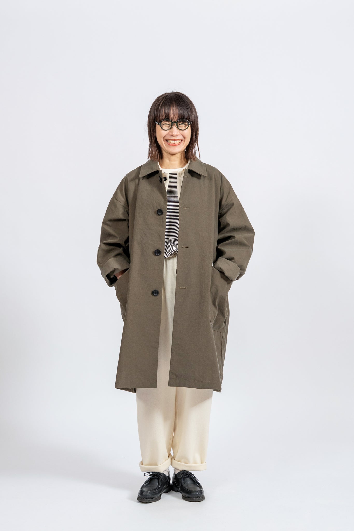 161cm / KHK / L ※モデル着用写真よりも着丈は+10cm長くなります