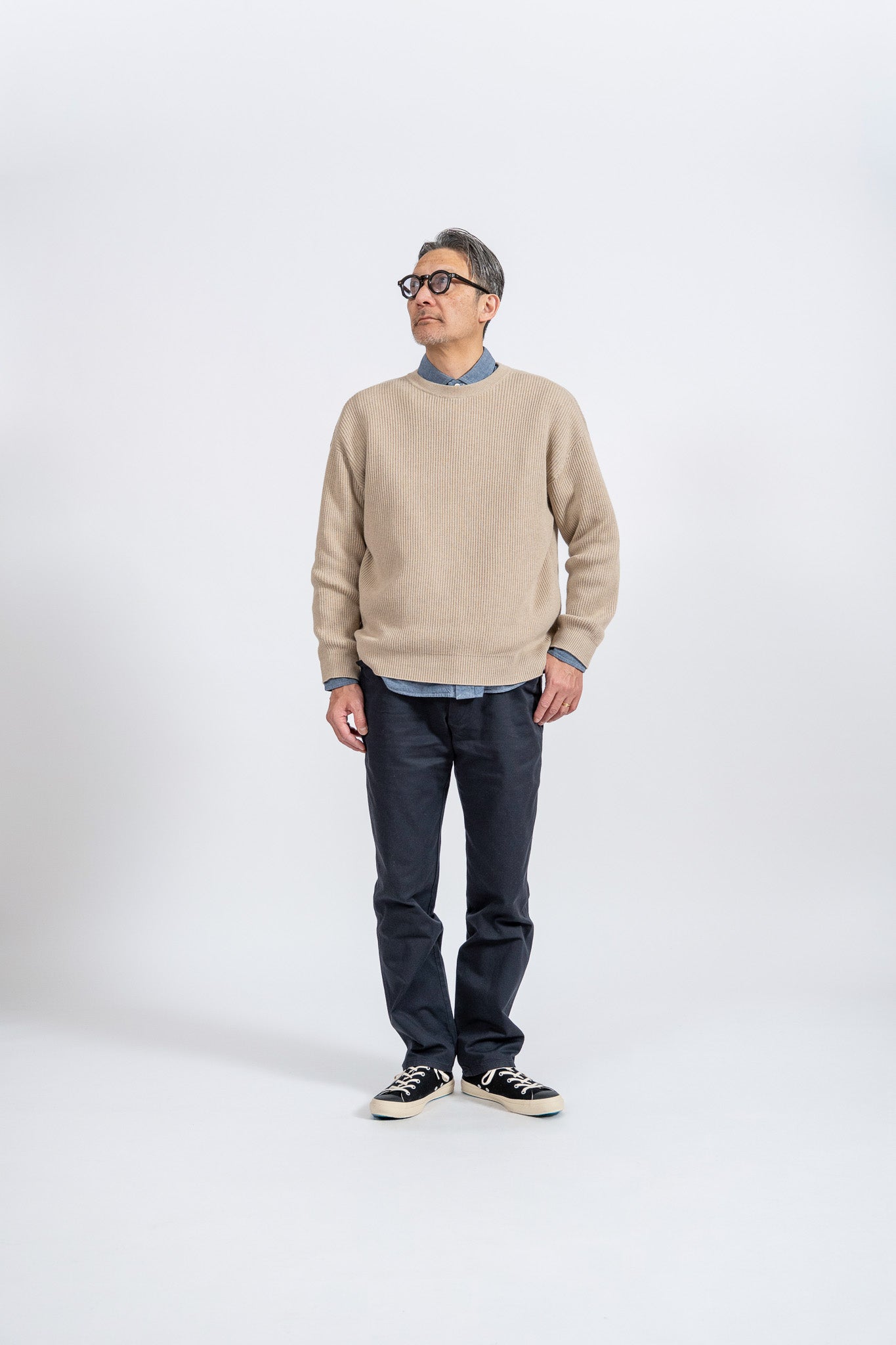 Cotton Rib Crew knit - BEG