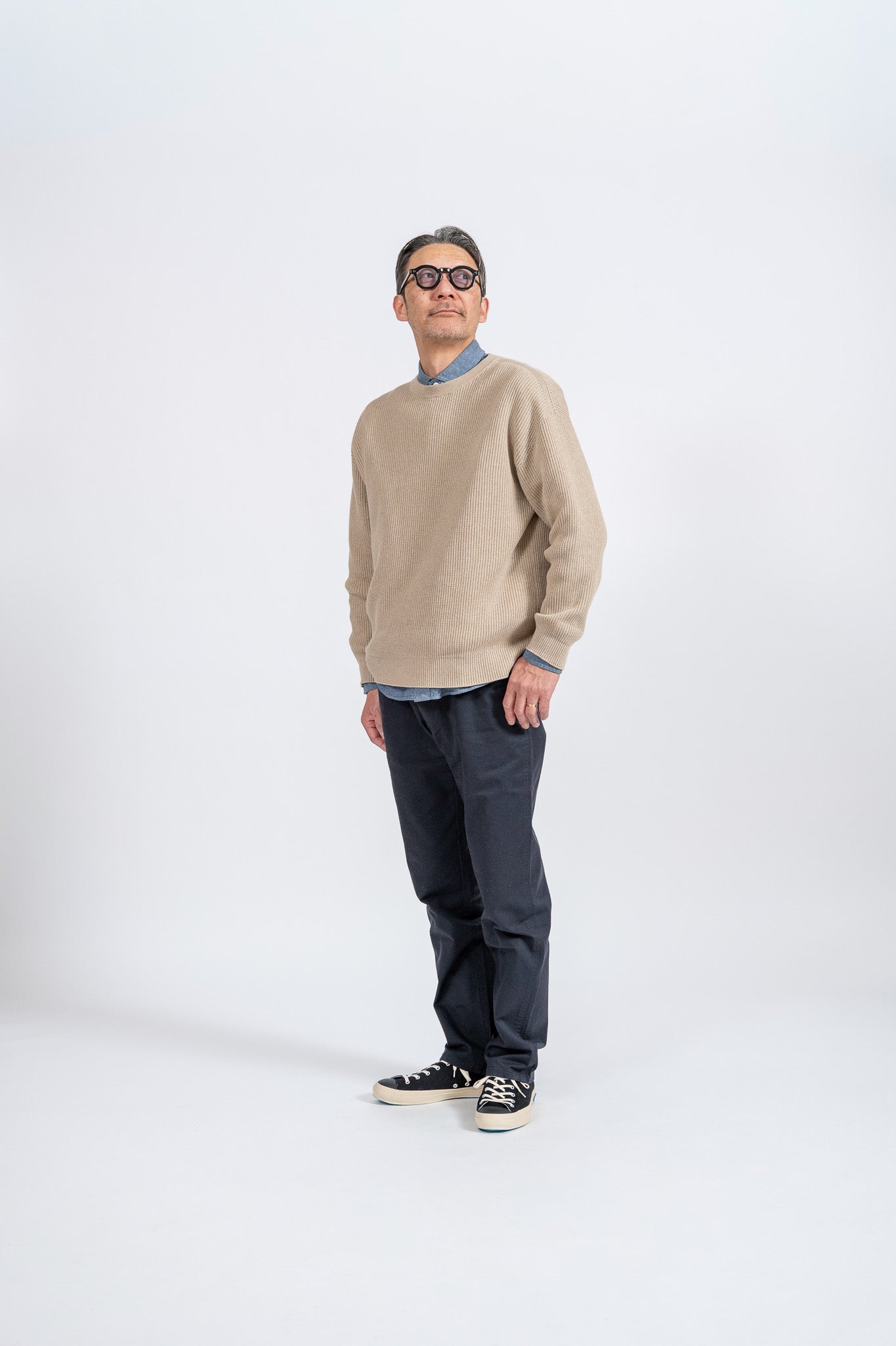 Cotton Rib Crew knit - BEG